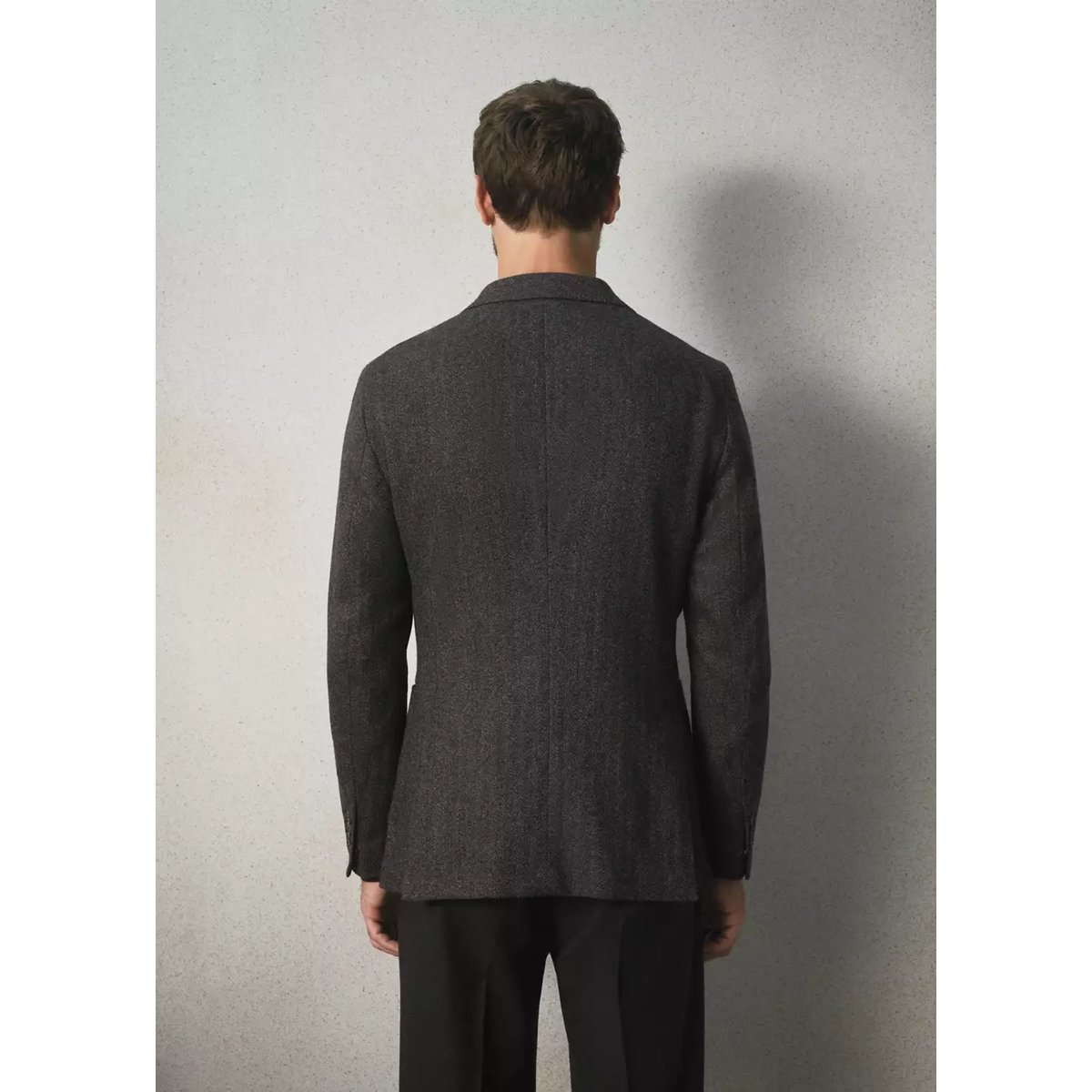 Veste en laine italienne à chevrons, coupe slim fit marron, MANGO MAN
