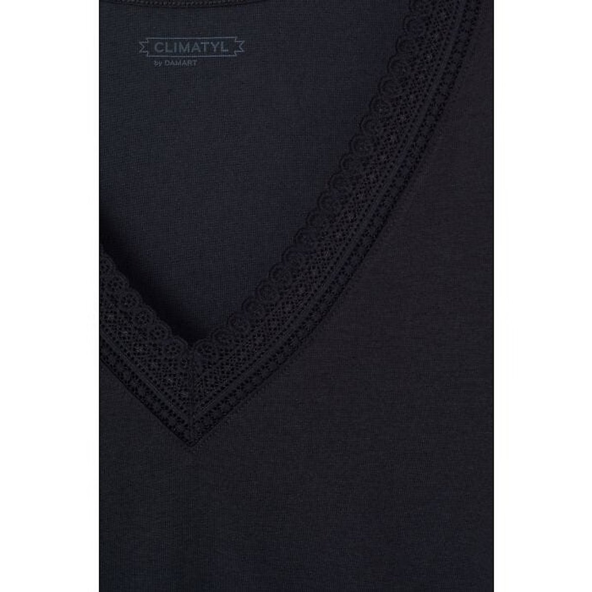 T-shirt Climatyl col dentelle noir, DAMART