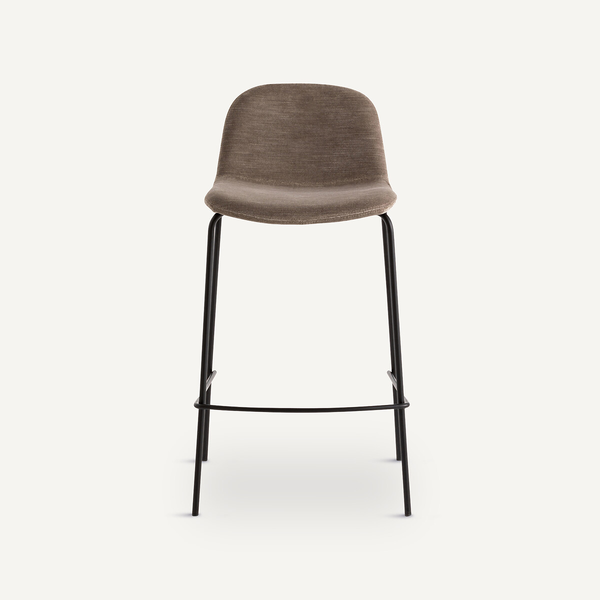 Chaise de bar, velours flammé, H75 cm, Tibby gris lunaire, AM.PM