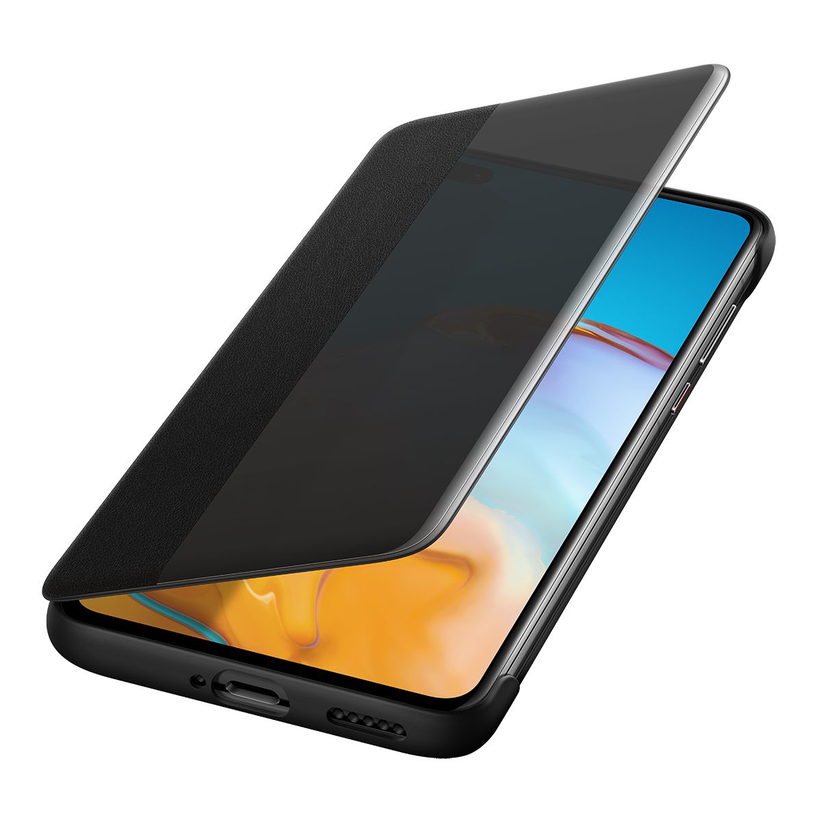 Etui Huawei P40 View Flip cover noir noir, HUAWEI