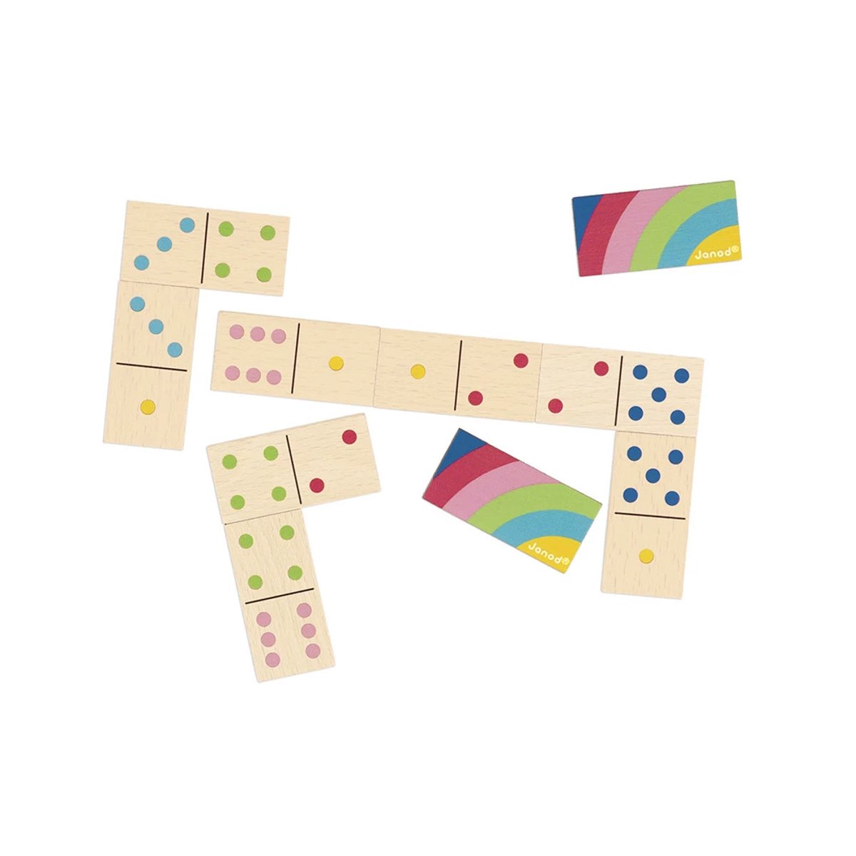 Jeu De Dominos En Bois 28 Pièces couleur unique, JANOD