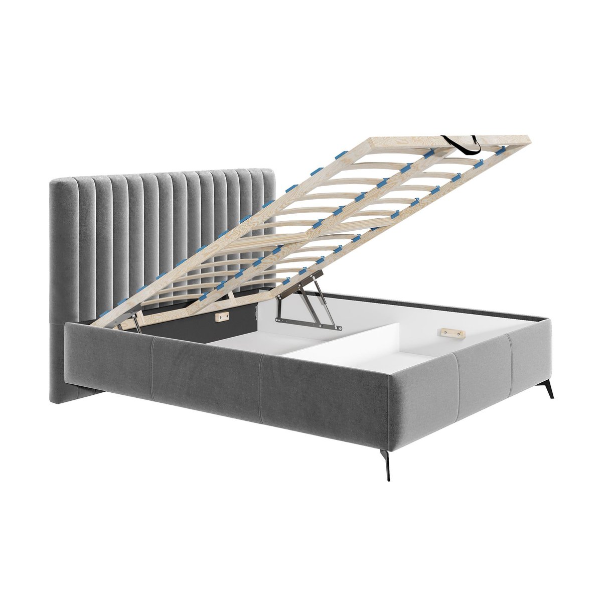 Lit coffre - MENDOZA gris, BEST MOBILIER