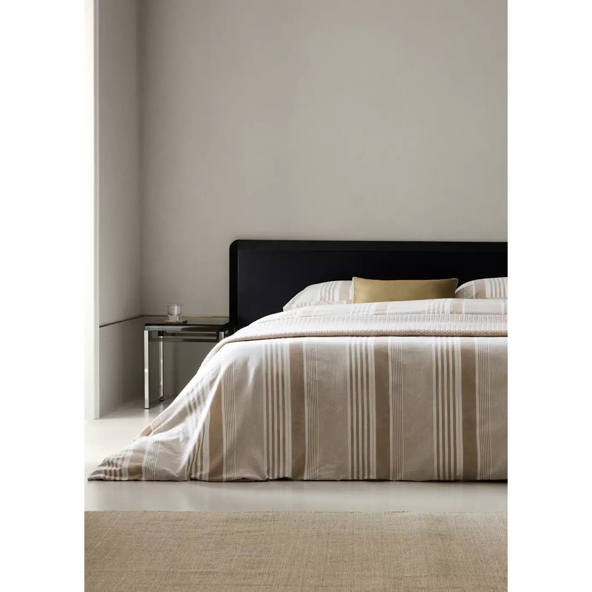 Housse de couette 100 % coton rayures Lit 135/140 cm tabac, MANGO HOME