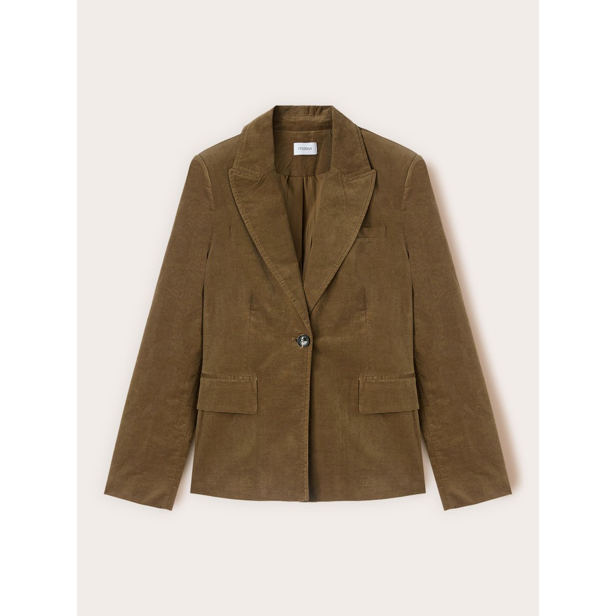 Blazer en velours côtelé de coton verde militare, MOTIVI