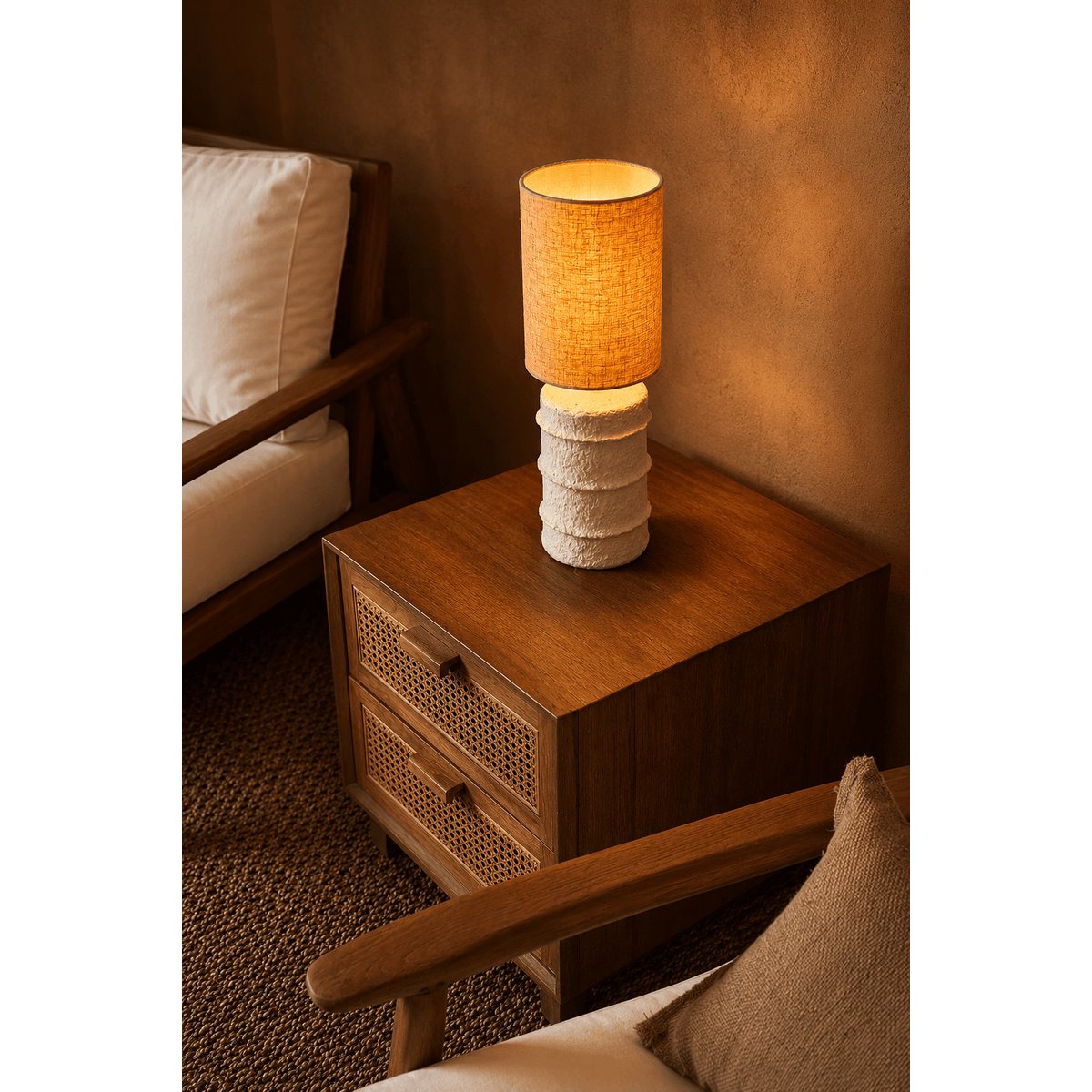 Lampe de table en papier-maché CONTOUR blanc, BAZAR BIZAR