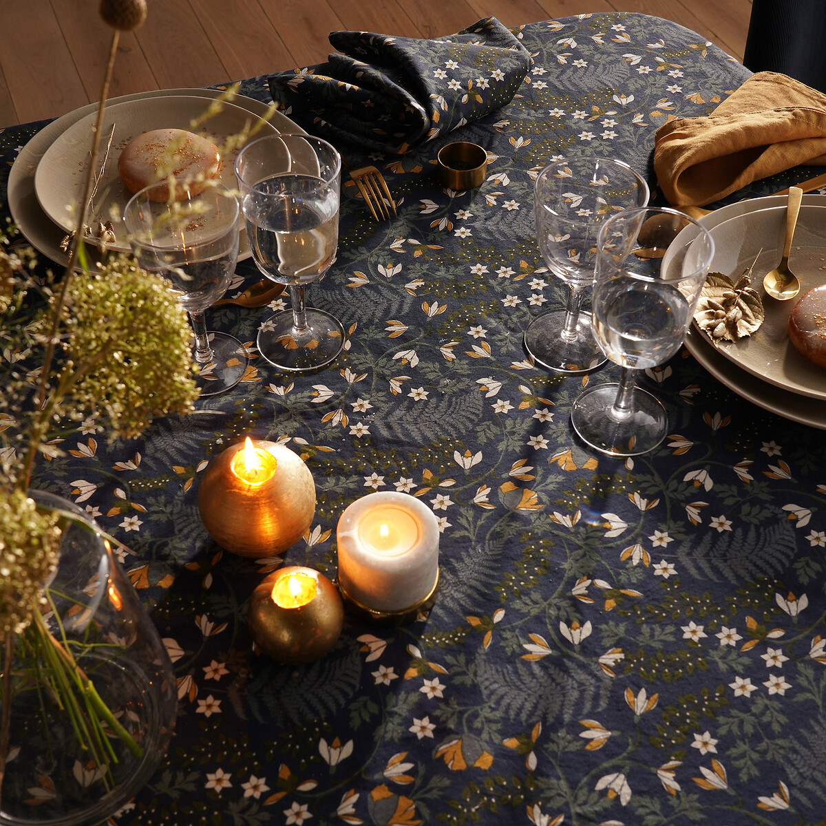 Tischdecke Longina, Blumenmuster, gewaschene Baumwolle bedruckt, LA REDOUTE INTERIEURS