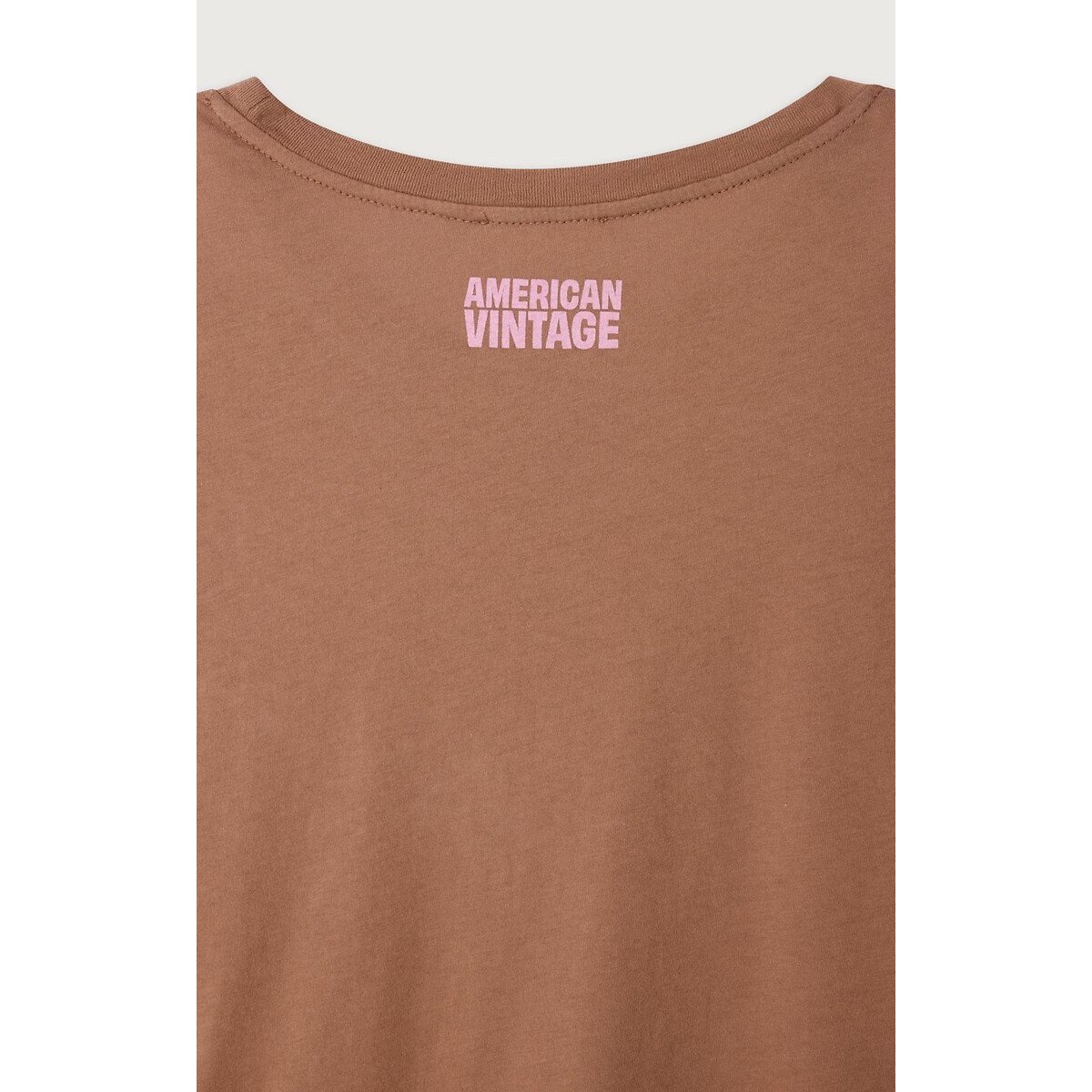 T-shirt manches longues col rond, APOLY chocolat, AMERICAN VINTAGE
