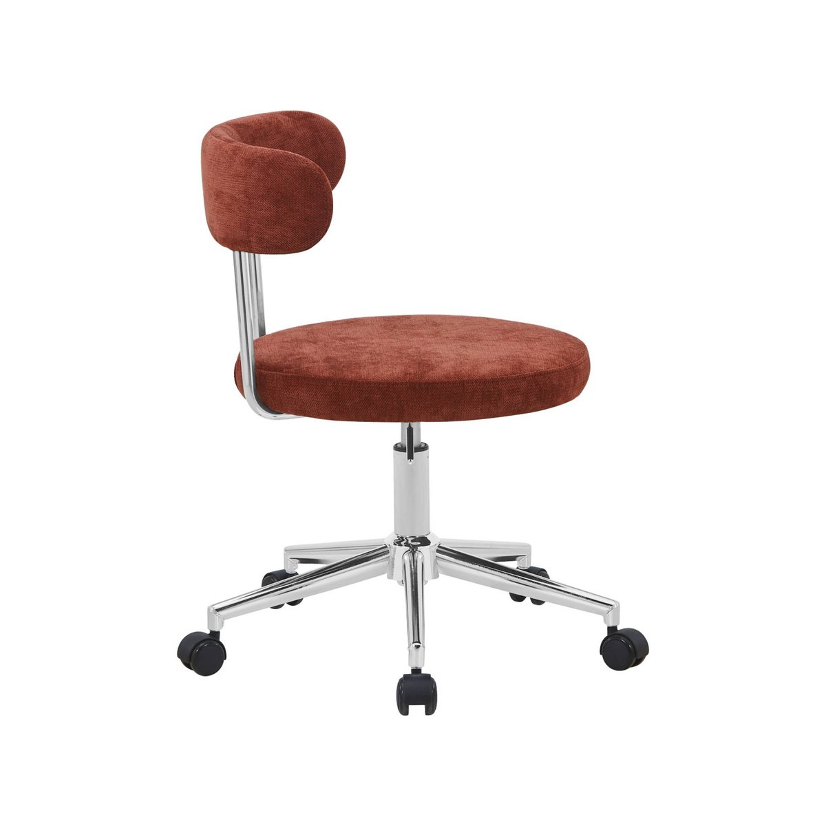 Chaise de bureau vintage à roulettes tissu ANGELA rouge, SWEEEK