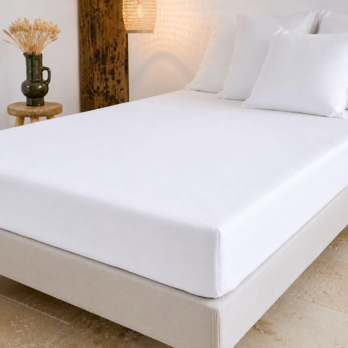 Protège matelas Molleton Bio - 100% coton biologique blanc, TRADITION DES VOSGES