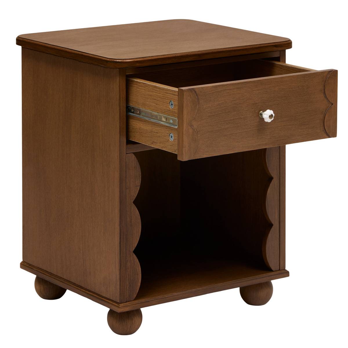 Table de chevet rectangulaire avec tiroir MONA marron, ATMOSPHERA