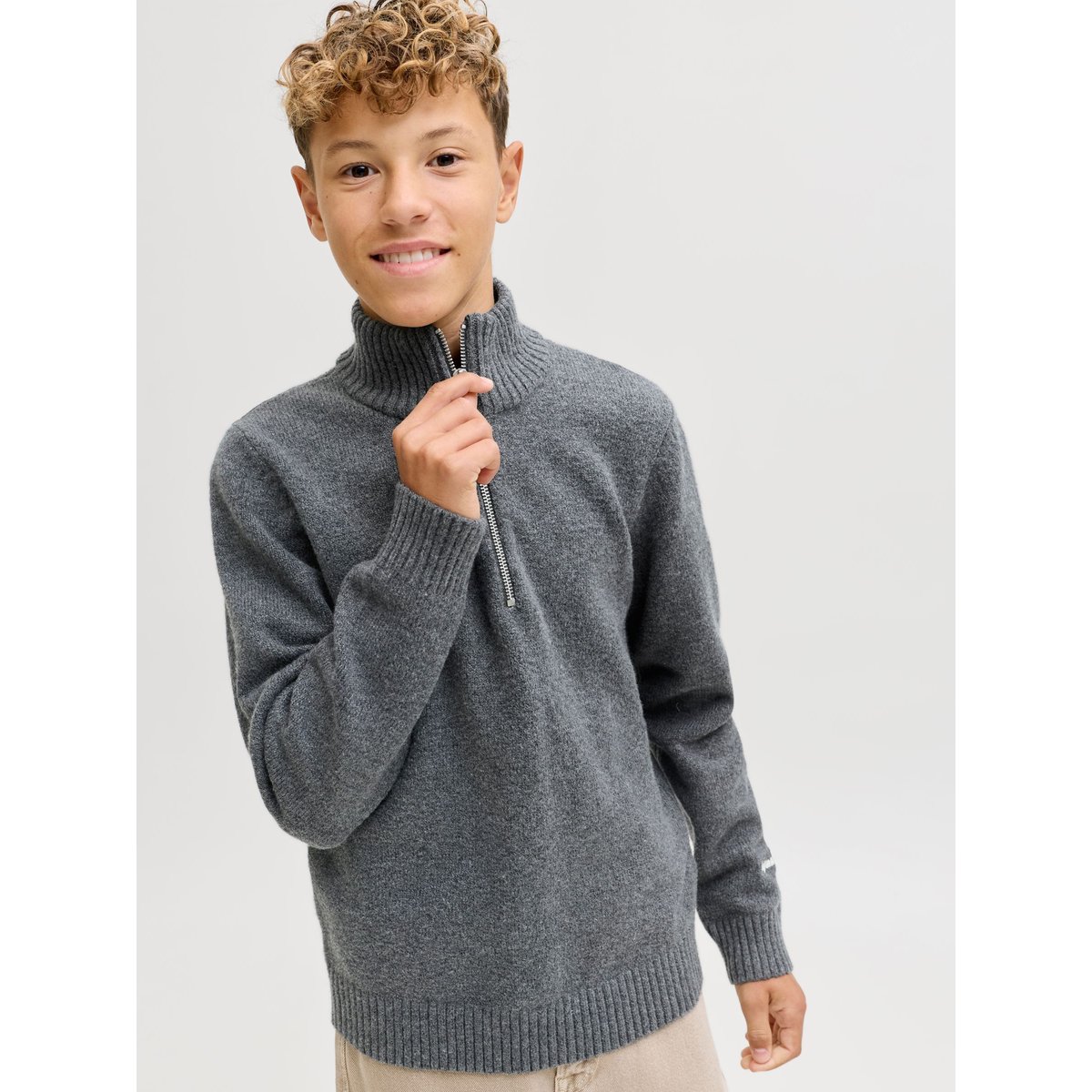 Pull en maille Junior Pull en maille dark grey melange, JACK & JONES JUNIOR
