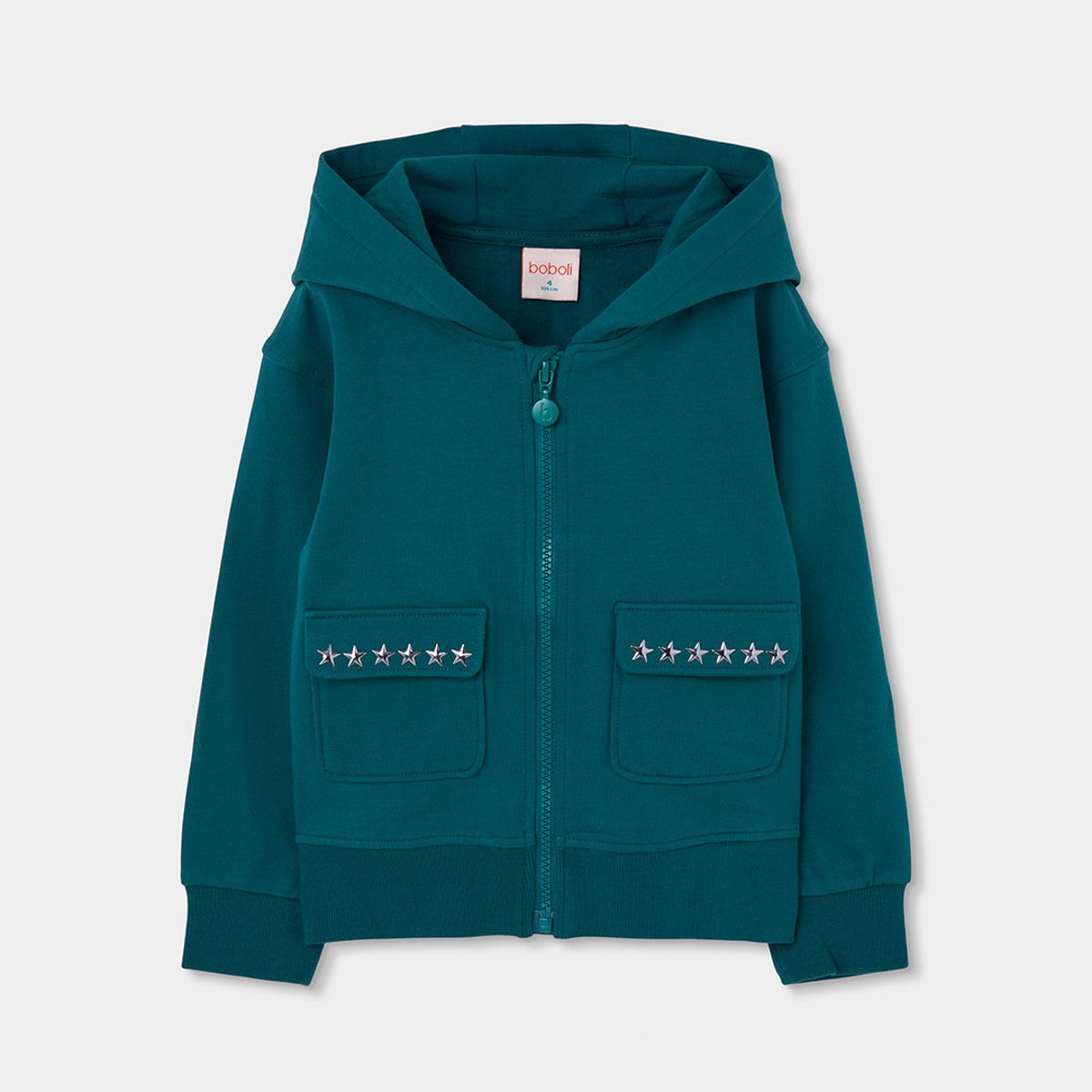 Veste fille en molleton avec étoiles vert, BOBOLI