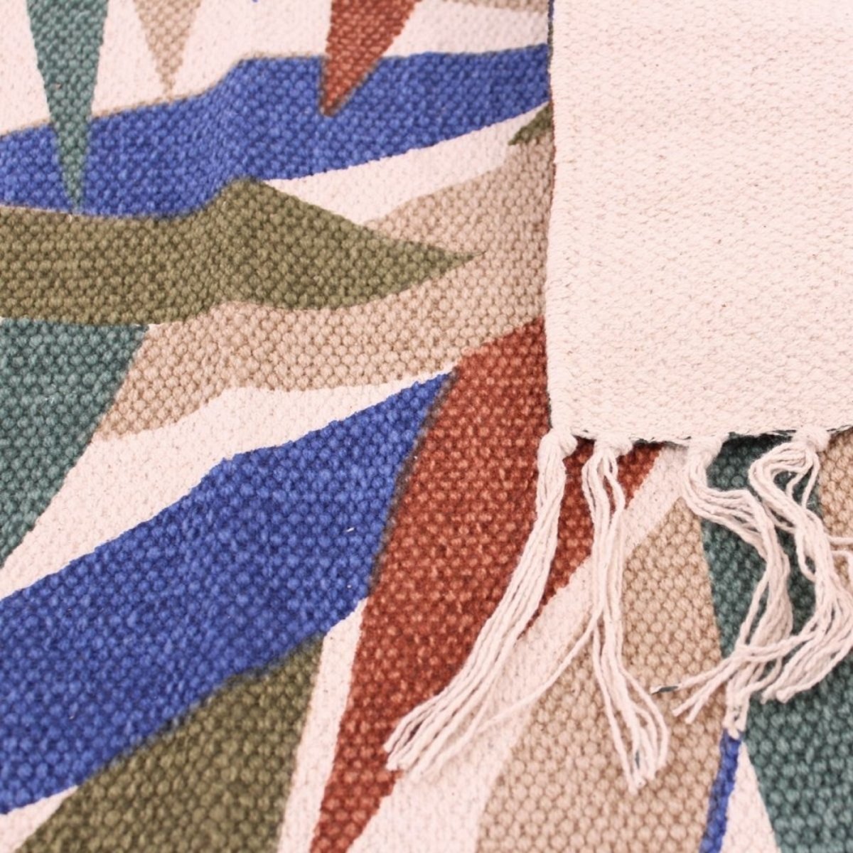 Tapis imprimé avec franges 110x60cm blanc, ORNAMI