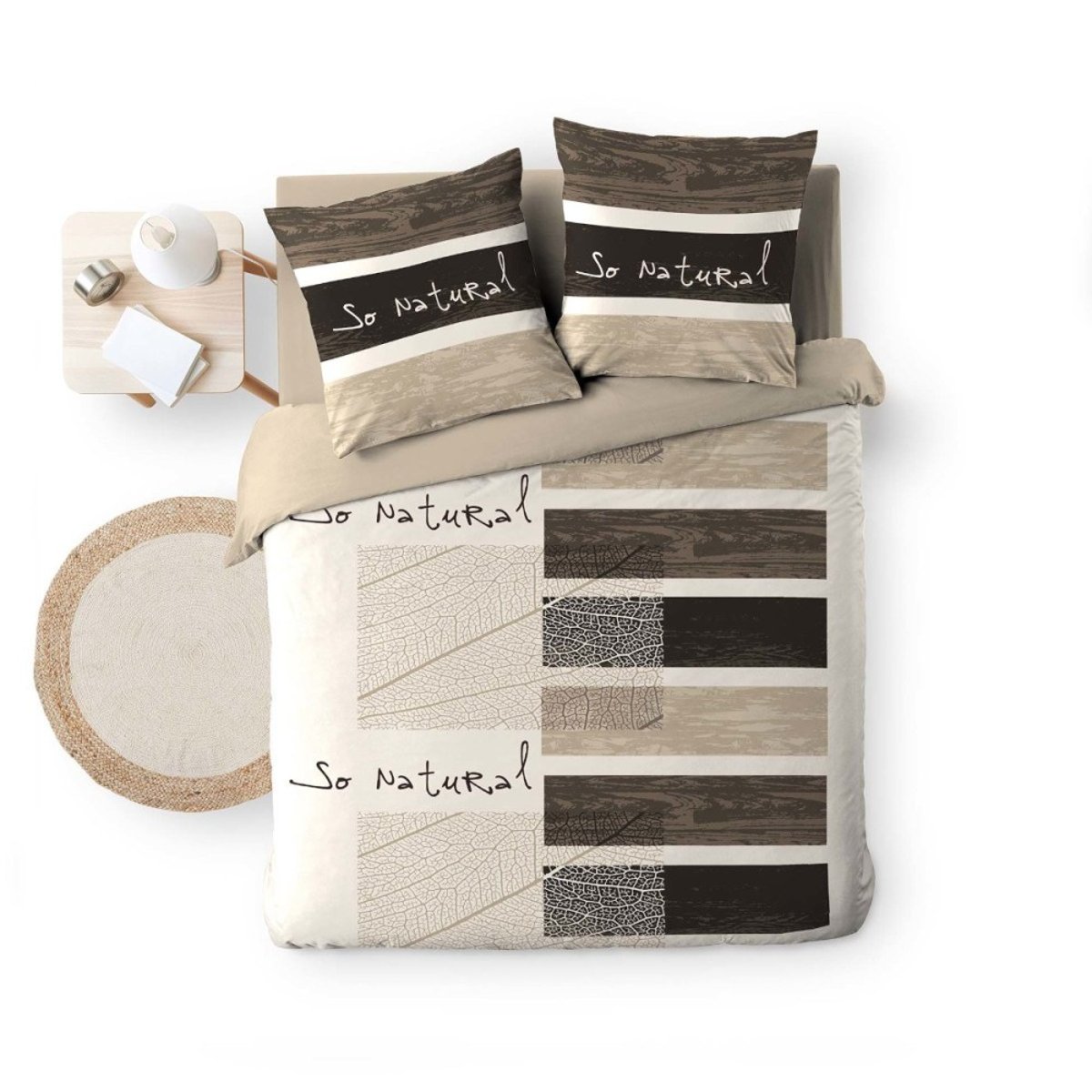 Housse de couette 260x240 + 2 taies SO NATURAL 100% coton beige, DECORATIE