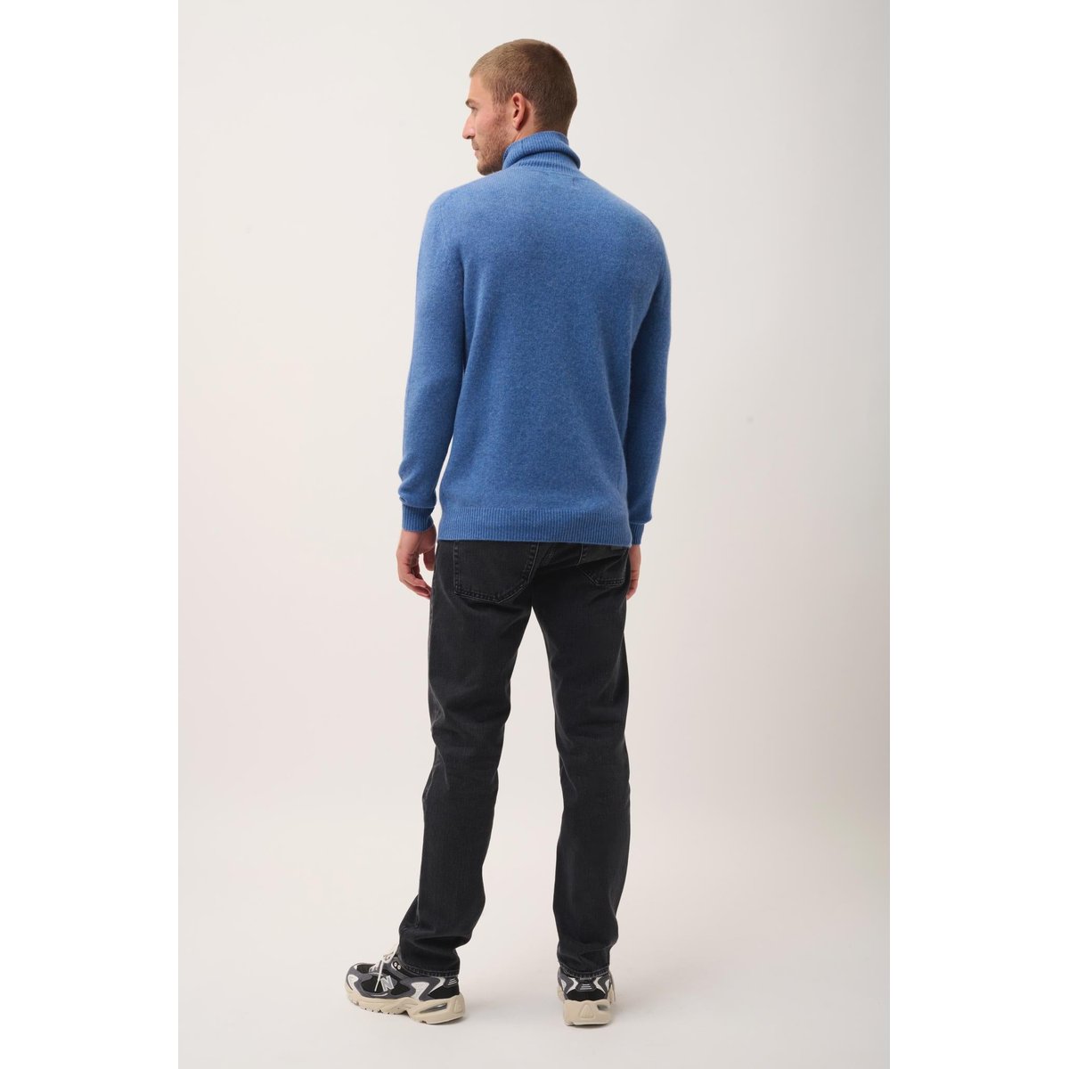 Pull Col Roulé 4 Fils Bleu Denim Sacha bleu denim, JUST CASHMERE