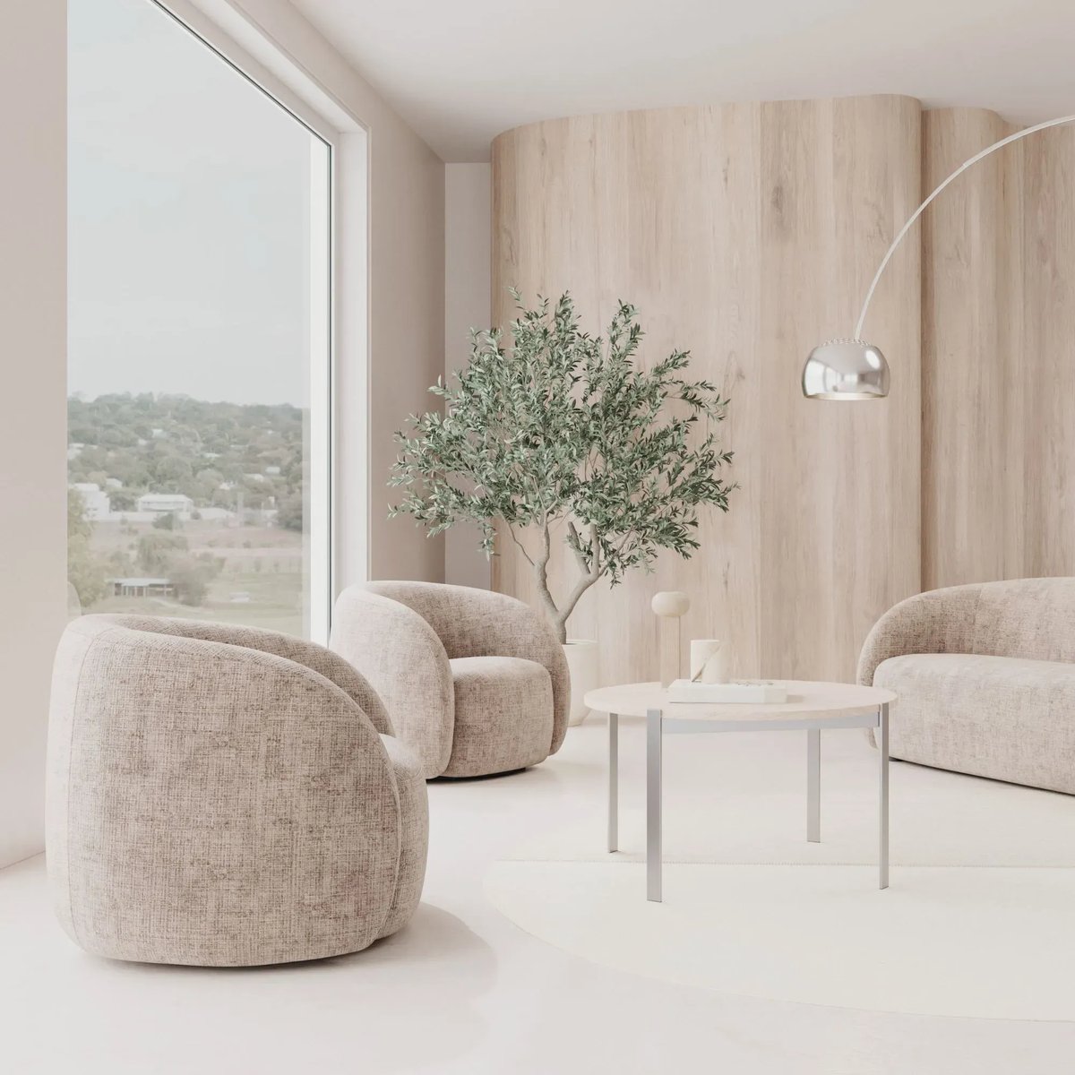 Fauteuil lounge pivotant en tissu beige - NOVA beige, HELLIN, DEPUIS 1862