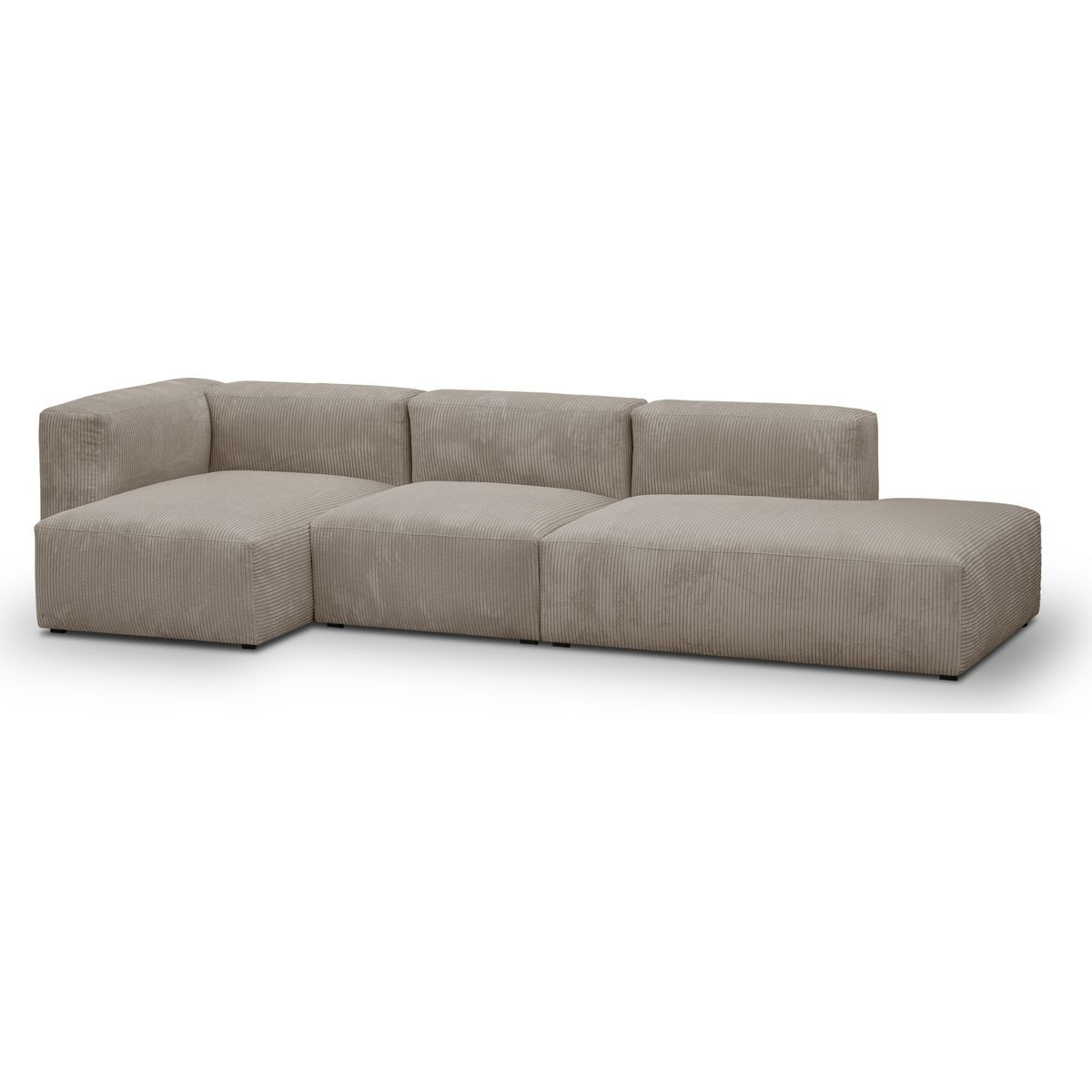 Canapé d'angle à gauche modulable 5 places en velours côtelé - MODULO taupe, HOMIFAB