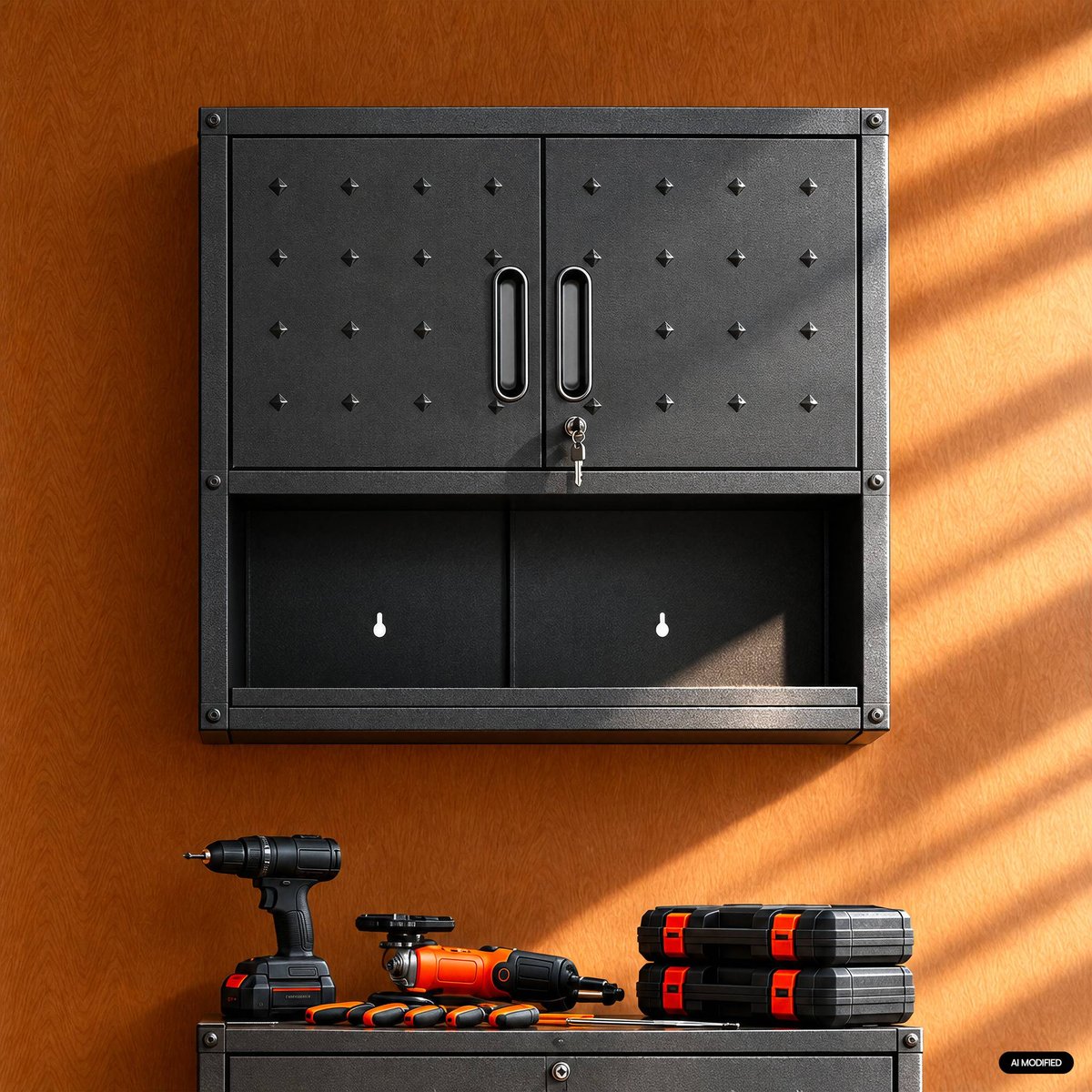 Meuble haut de rangement pour garage avec étagère  BOBBY noir, SWEEEK