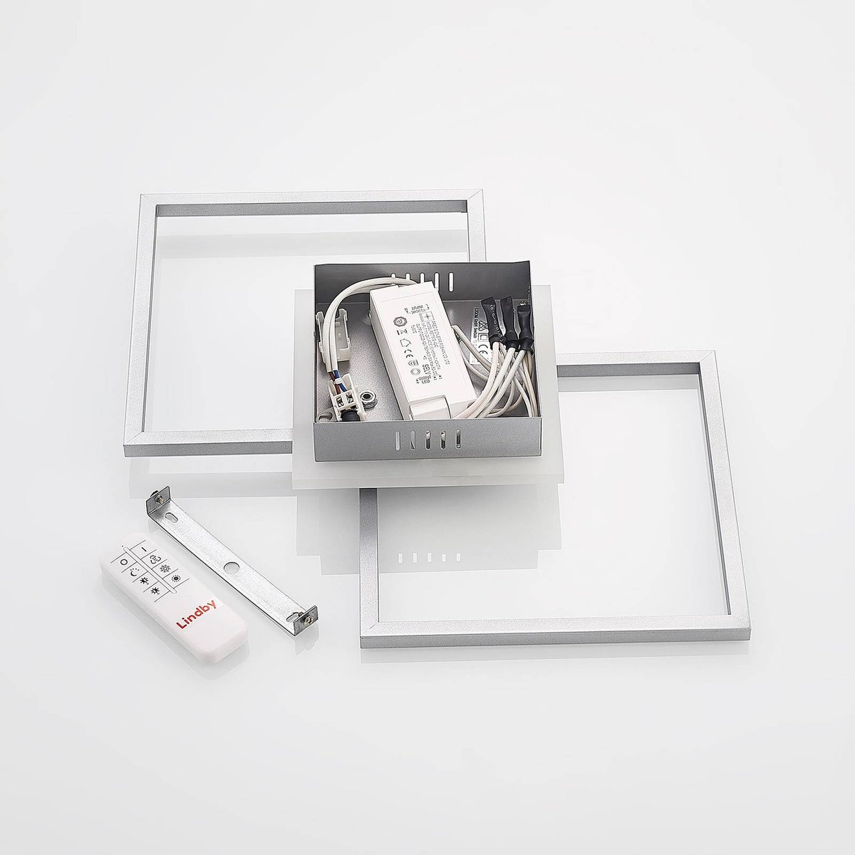 Plafonnier en aluminium moderneLED, Fjardo argent, LINDBY