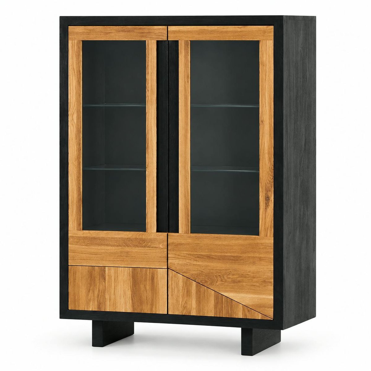Buffet vitrine en bois FAIRLIE noir, PIER IMPORT