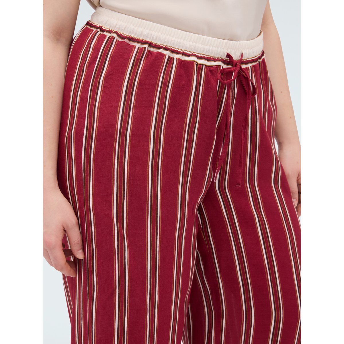 Pantalon Wide Leg à rayures burgundy, FIORELLA RUBINO