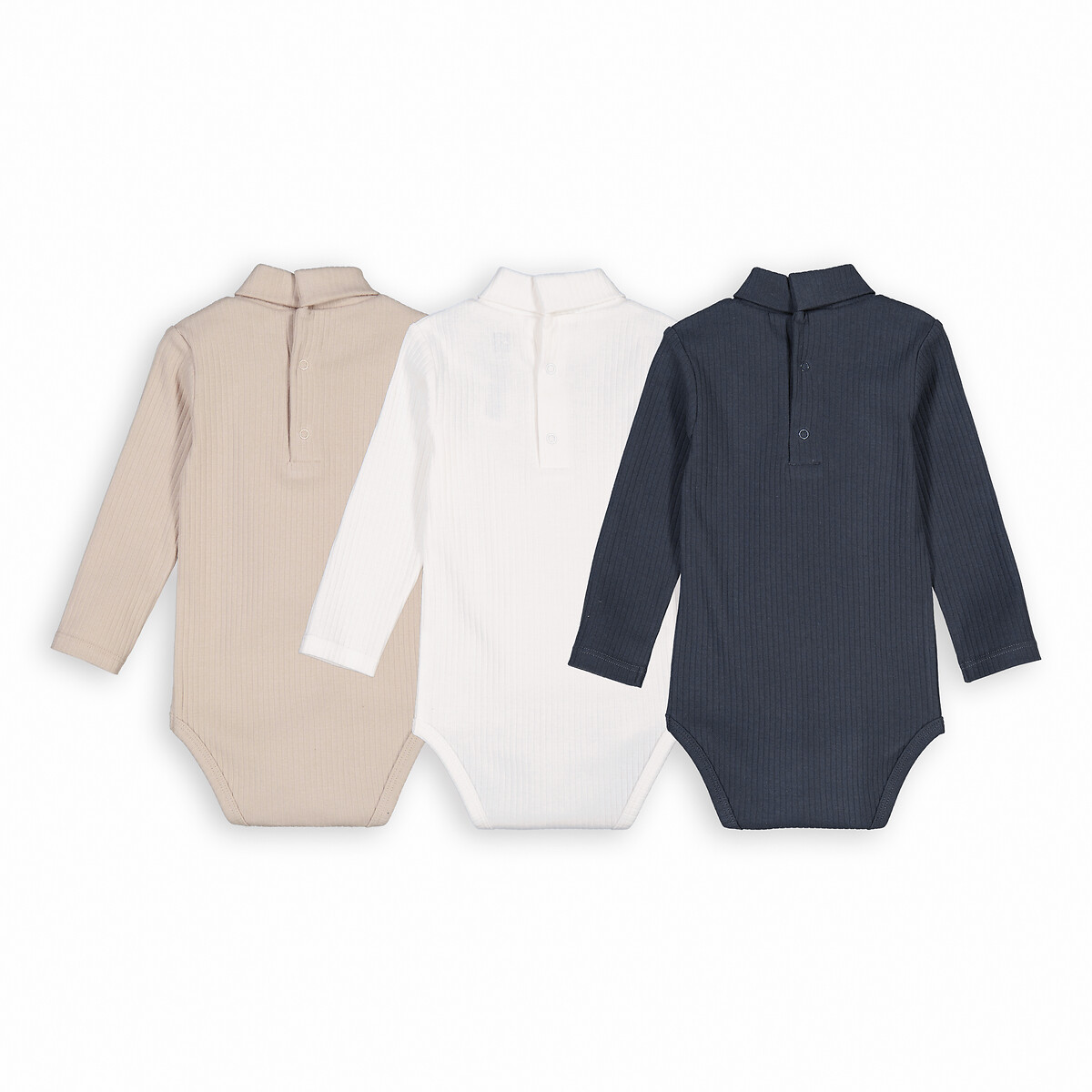 Set van 3 rompertjes met opstaande kraag gemengd, LA REDOUTE COLLECTIONS