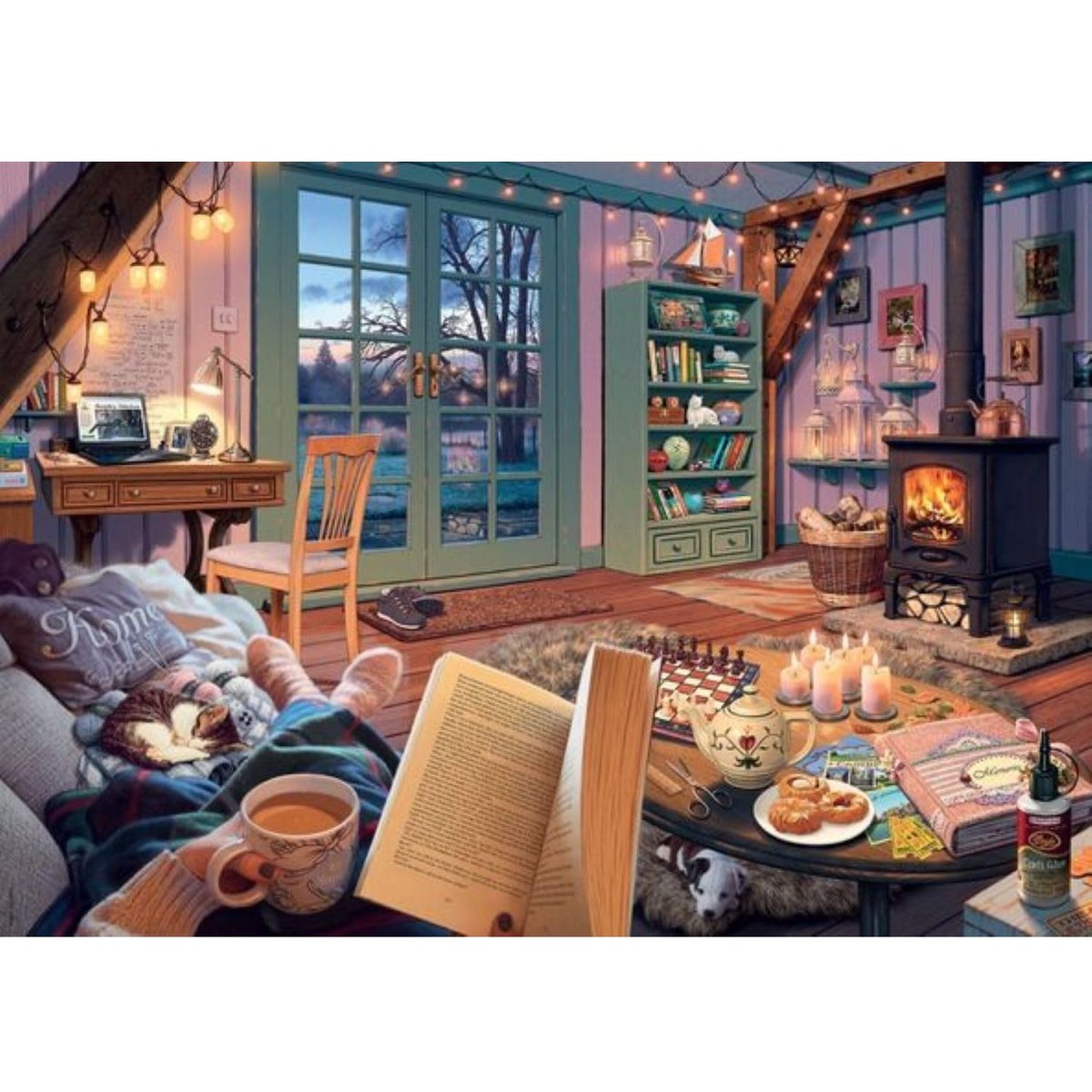 Puzzle Le cabanon cosy 1000 pcs vert, RAVENSBURGER