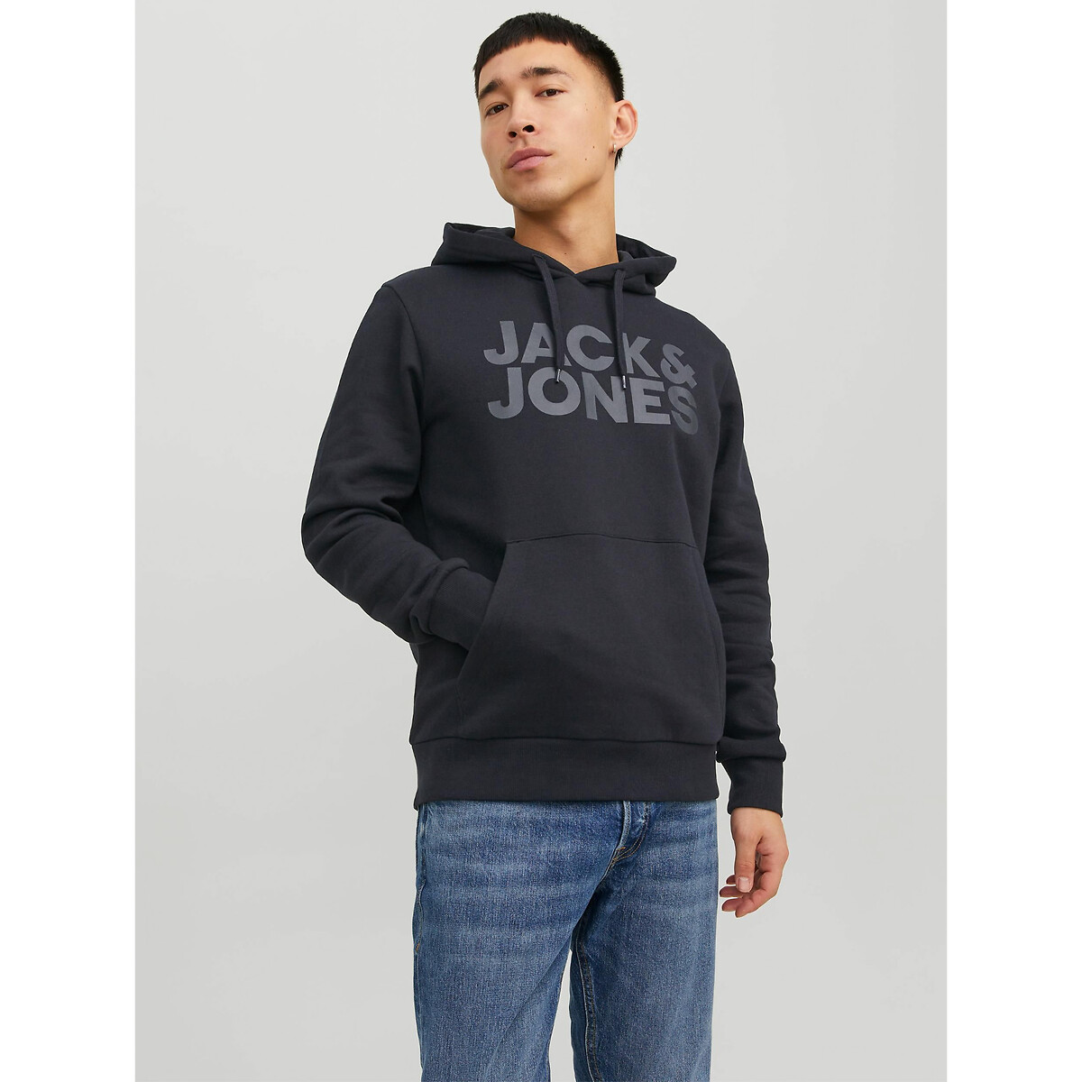 Sweat à capuche avec logo noir, JACK & JONES