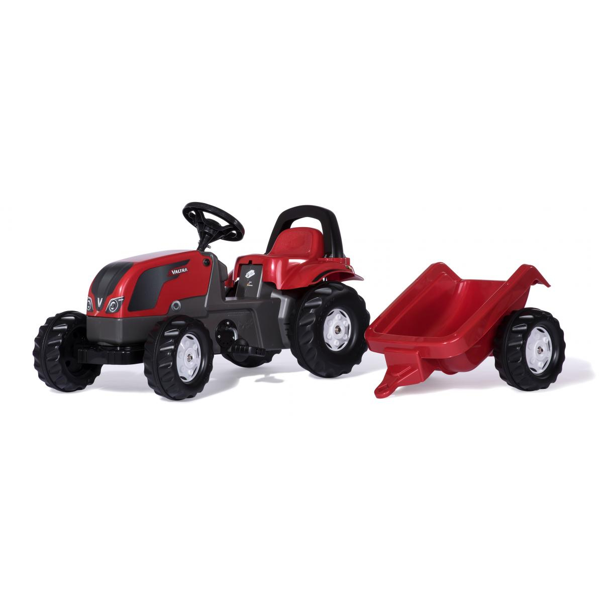 Tracteur a Pedales + Remorque rollyKid Valtra rouge, ROLLY TOYS