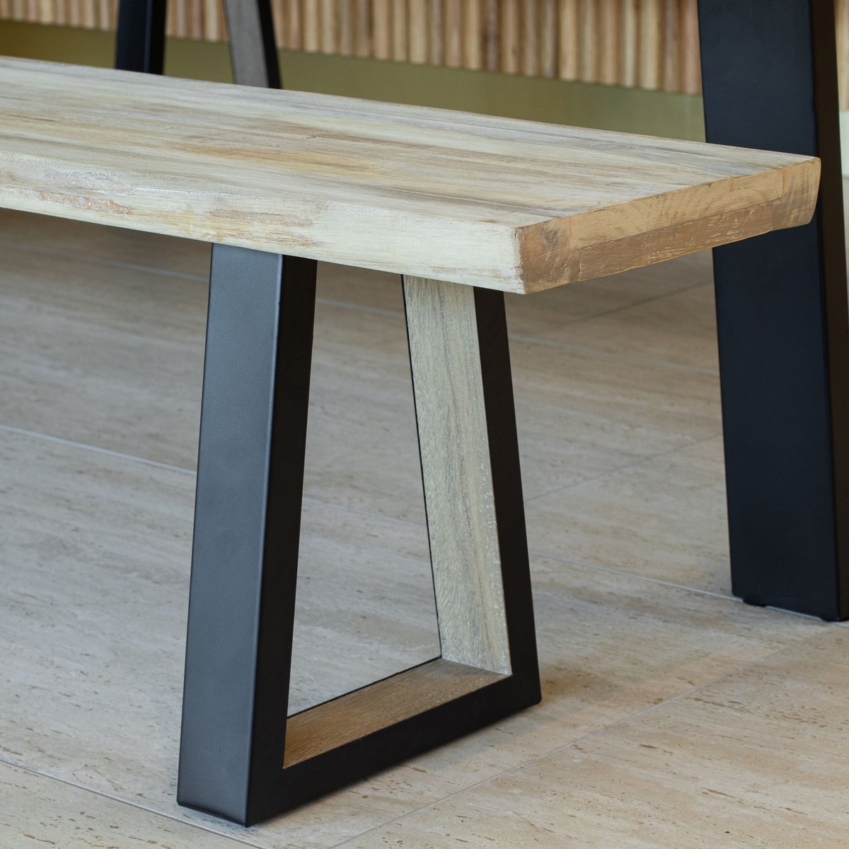 Lot de 2 bancs en bois d'acacia, HERA naturel-noir, NOW'S HOME