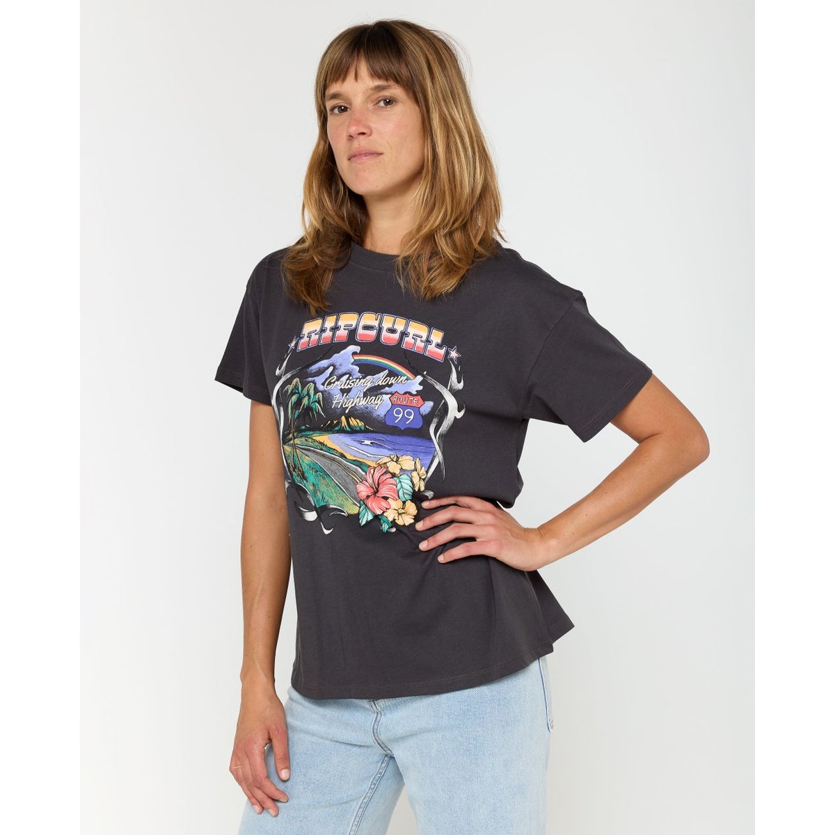 T-shirt décontracté à manches courtes PACIFIC RIDER noir délavé, RIP CURL