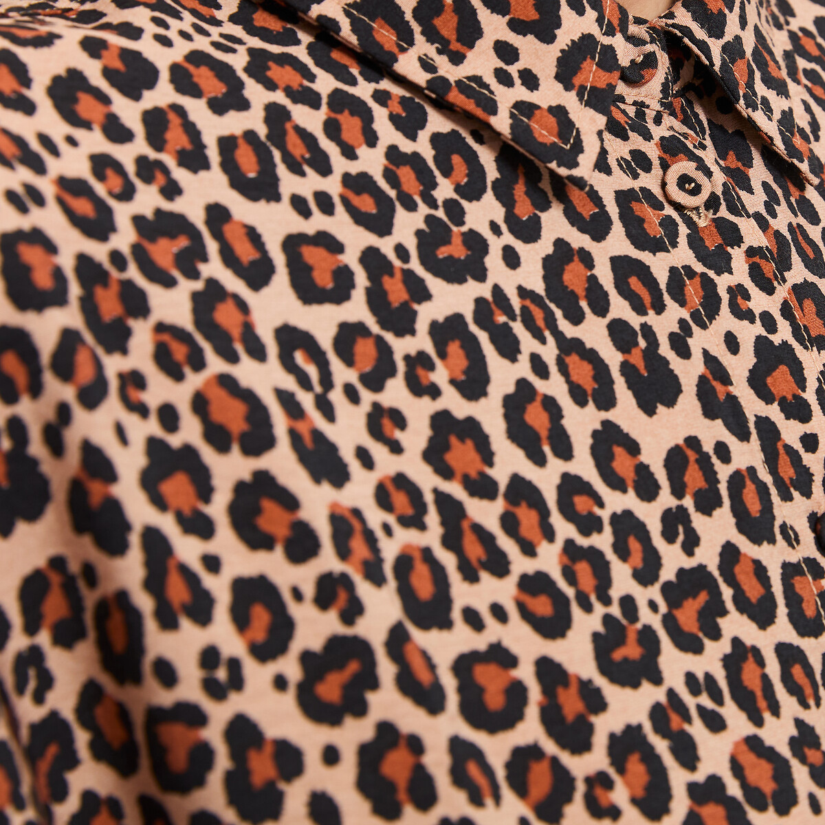 Robe évasée, imprimé animalier, longue, manches courtes imprimé léopard, LA REDOUTE COLLECTIONS