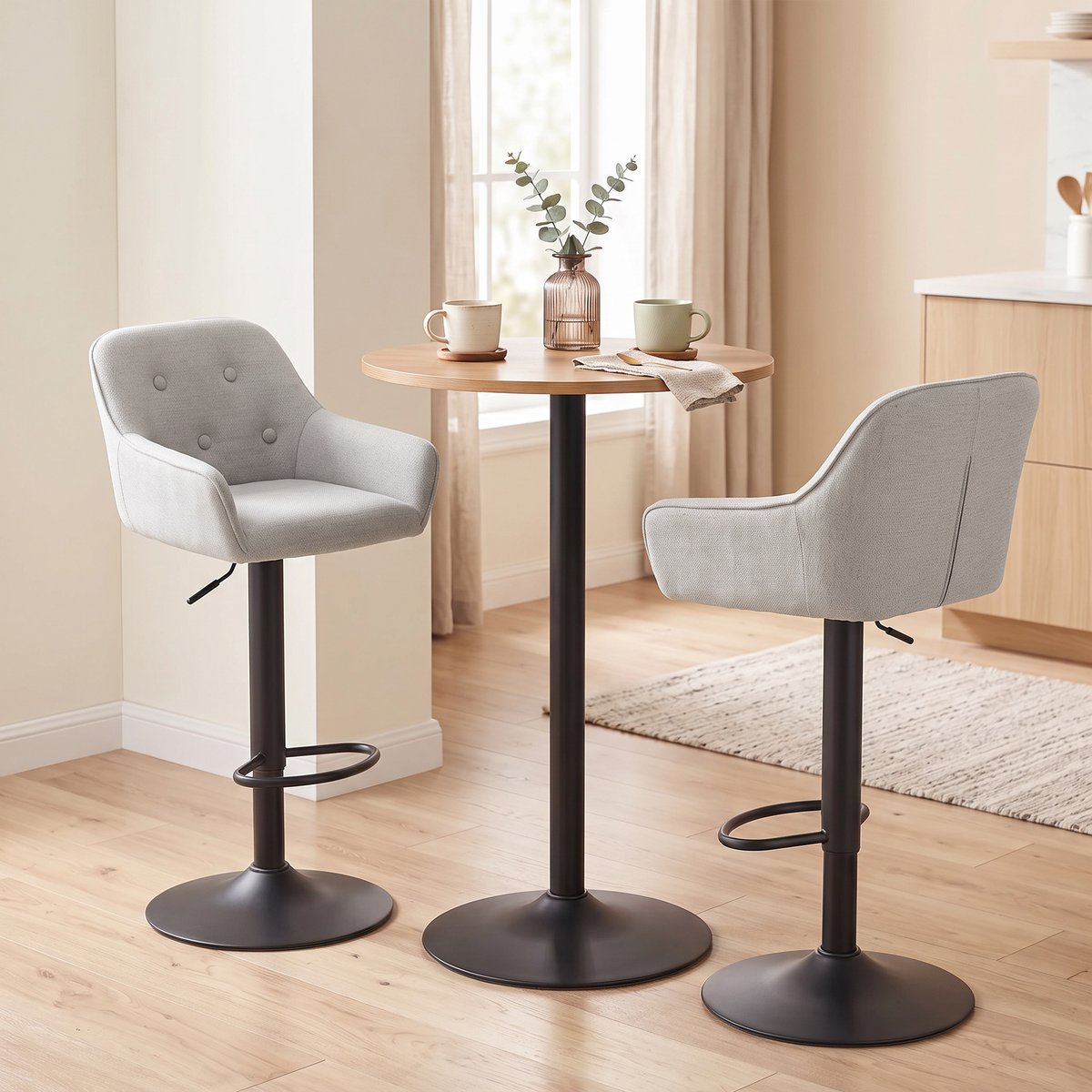 Tabouret de bar Chenille (100 % polyester) gris, noir, HOMCOM