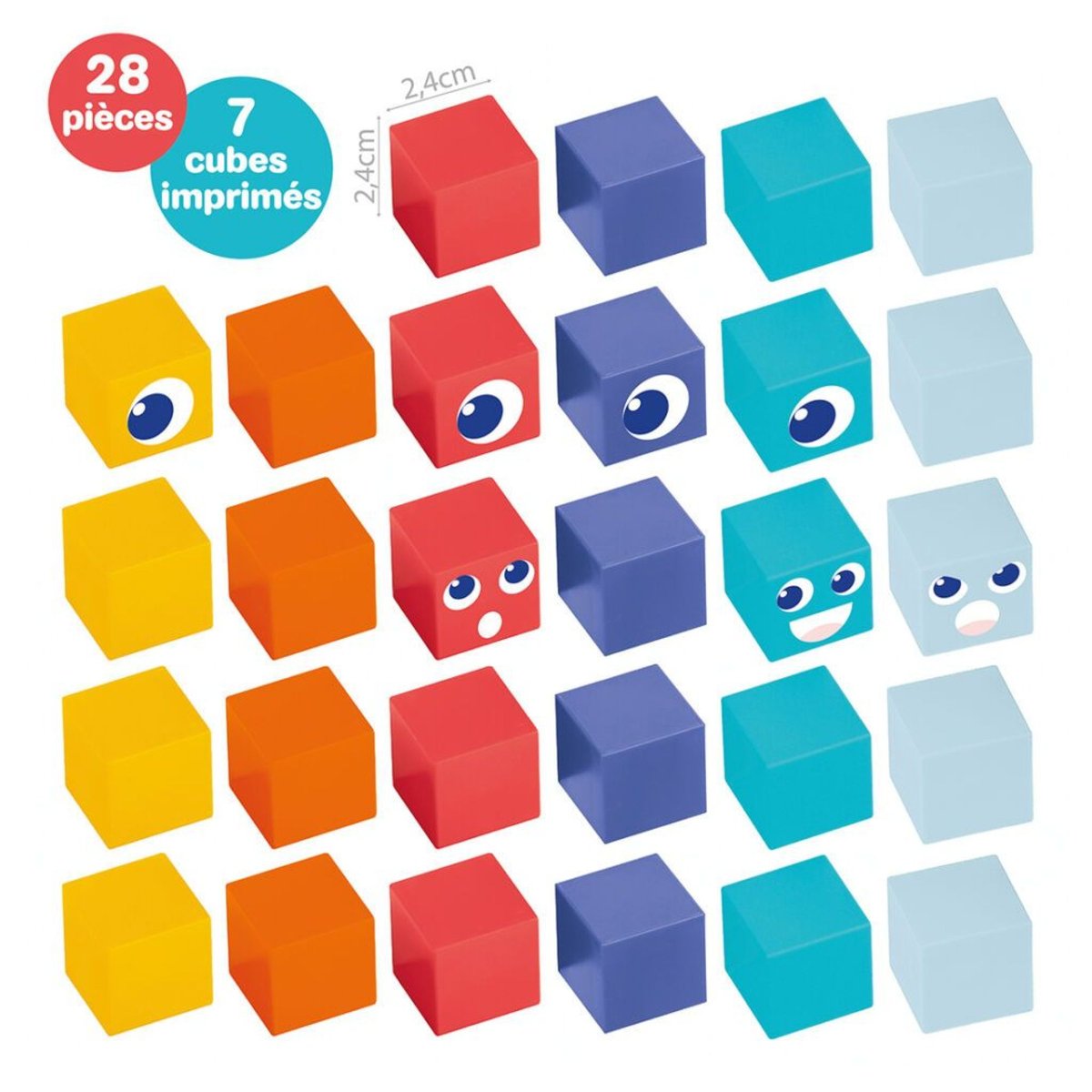 Jeu de construction Cubes magnétiques 28 pièces couleur unique, LUDIMOUSSE