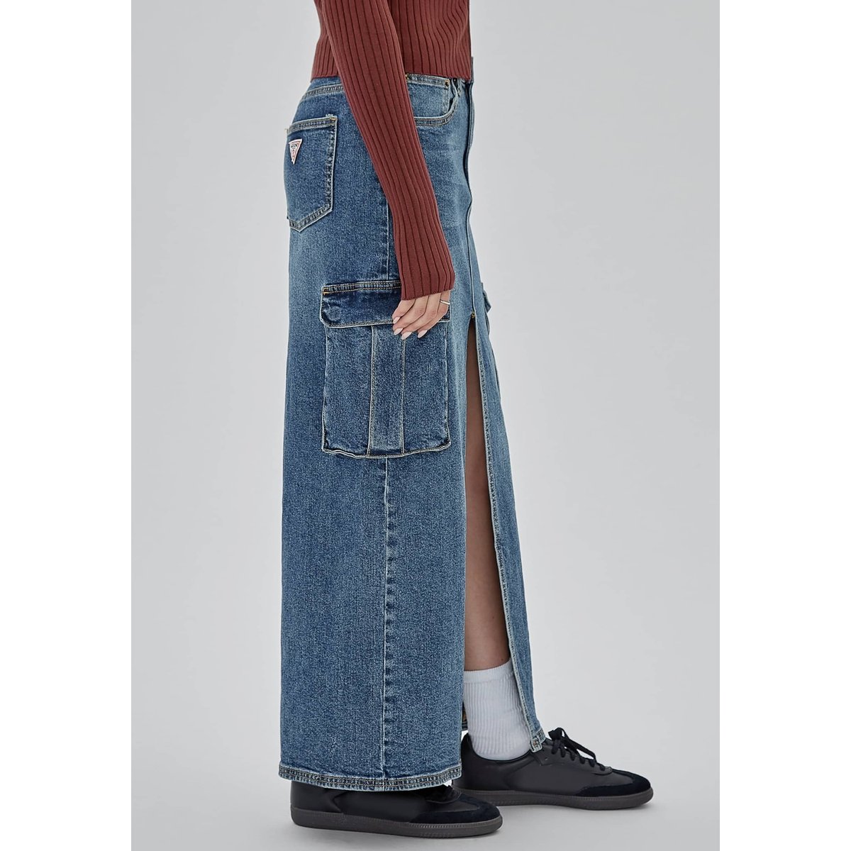 Jupe Longue En Jean bleu, GUESS