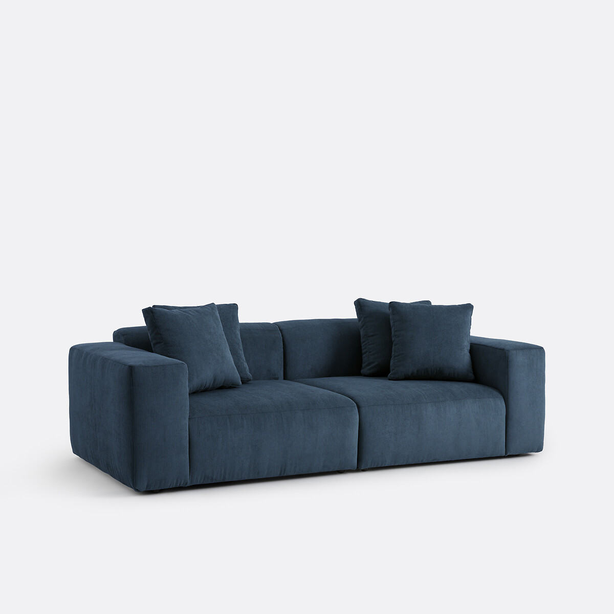 Sofá de 3 plazas de pana fina, LIORA azul oscuro, LA REDOUTE INTERIEURS