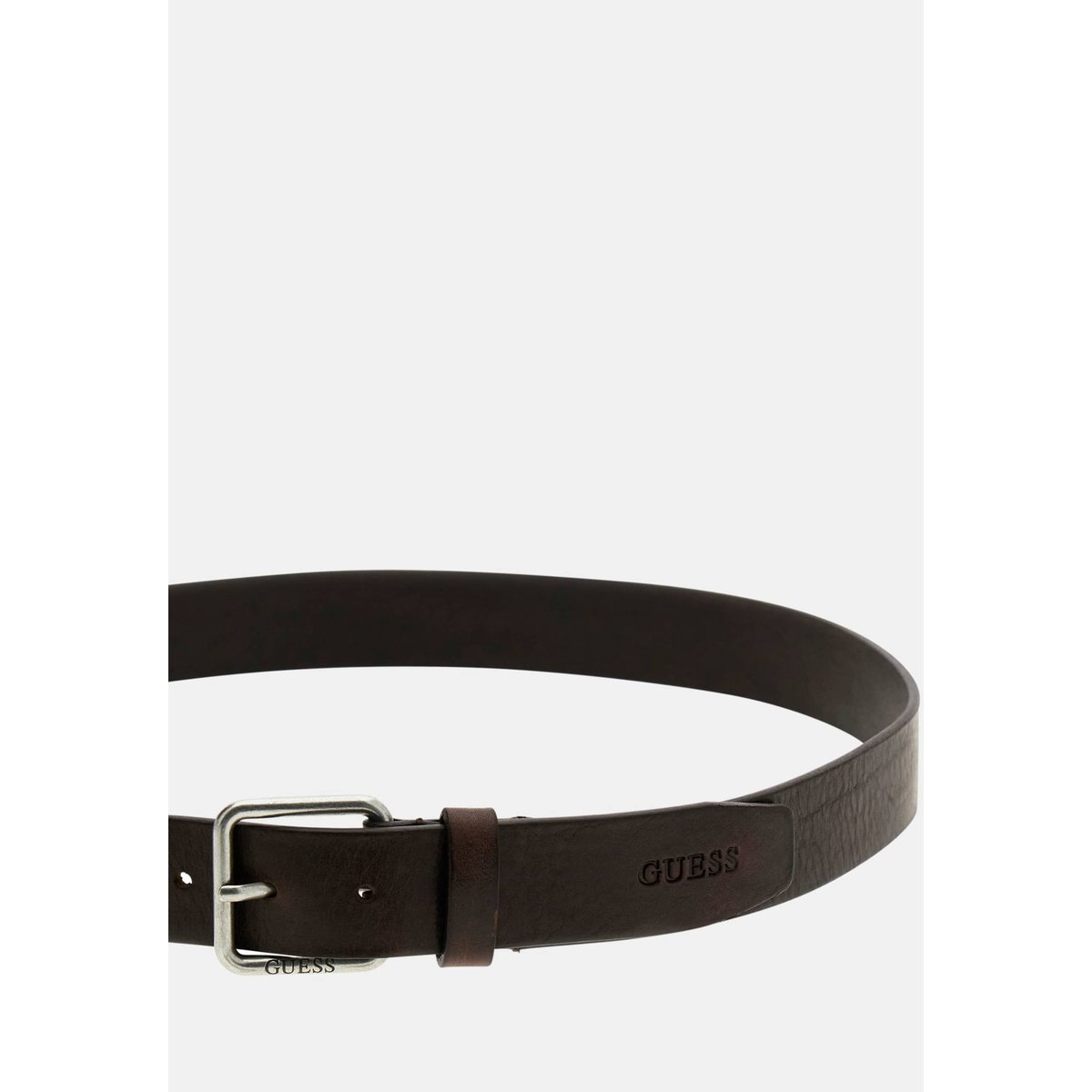Logo Ceinture En Cuir Véritable marron, GUESS