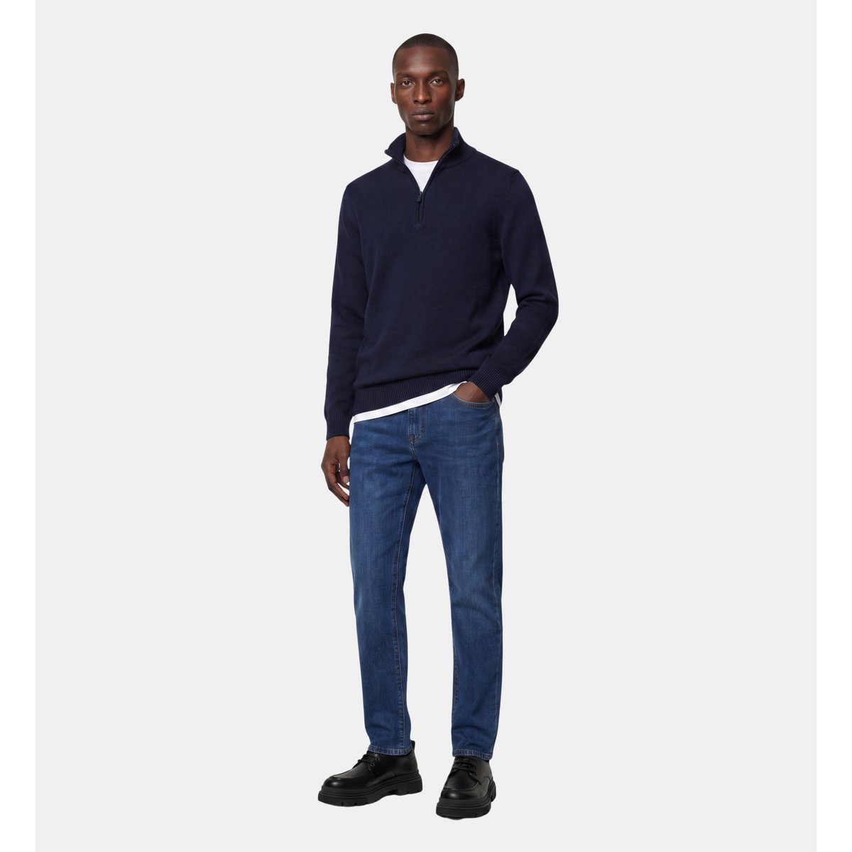 Pull camionneur droit tericam laine mérinos bleu marine, GALERIES LAFAYETTE