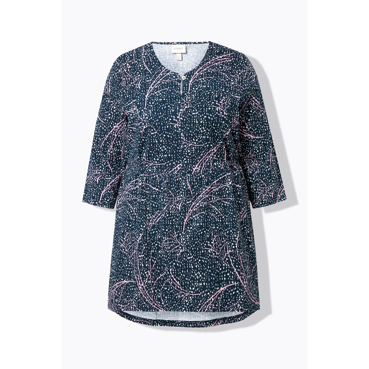 T-shirt long en coton bio marine, ULLA POPKEN