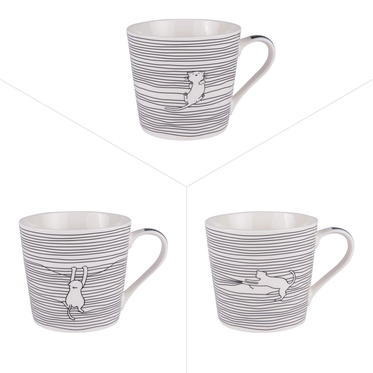 Mug Filo cats 40 cl (lot de 3) - FILO CATS blanc, TREND'UP