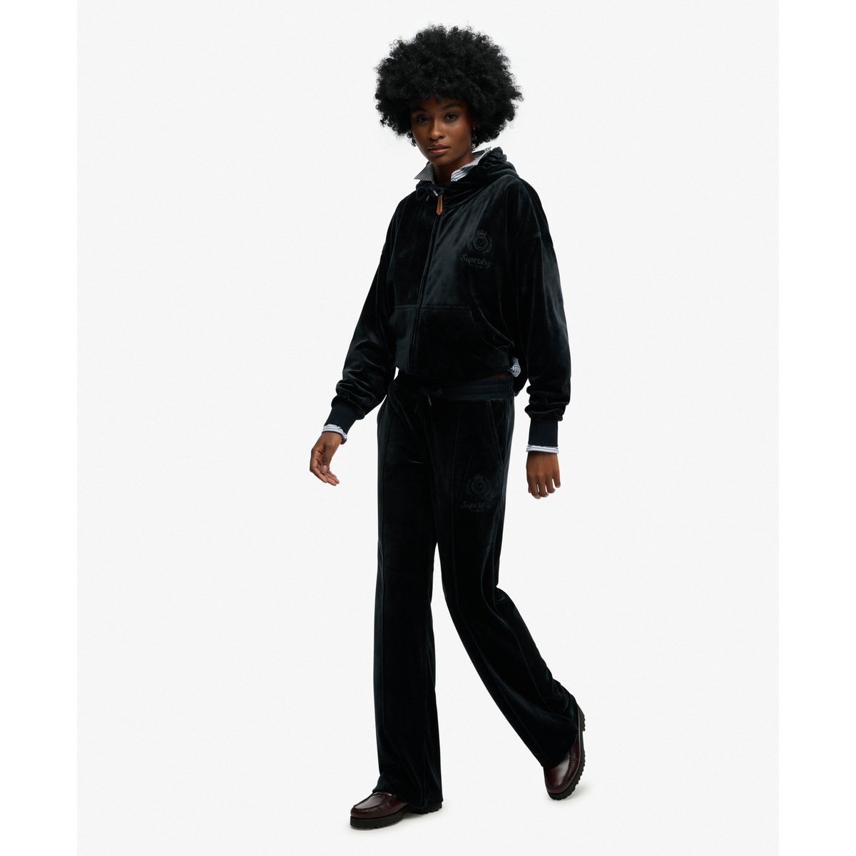 Jogging en Velours Country Club bleu marine éclipse, SUPERDRY