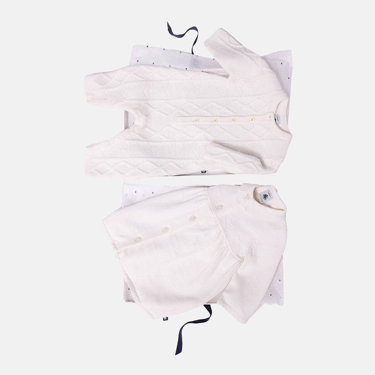 Tutina lunga in maglia ecru , PETIT BATEAU