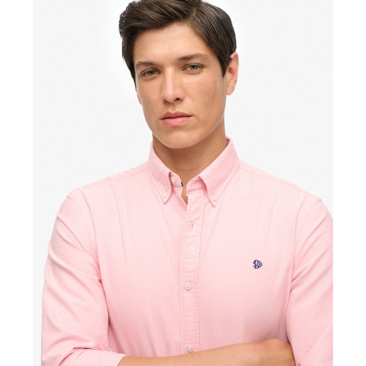 Chemise Oxford Classique à Manches Longues rose urbain, SUPERDRY