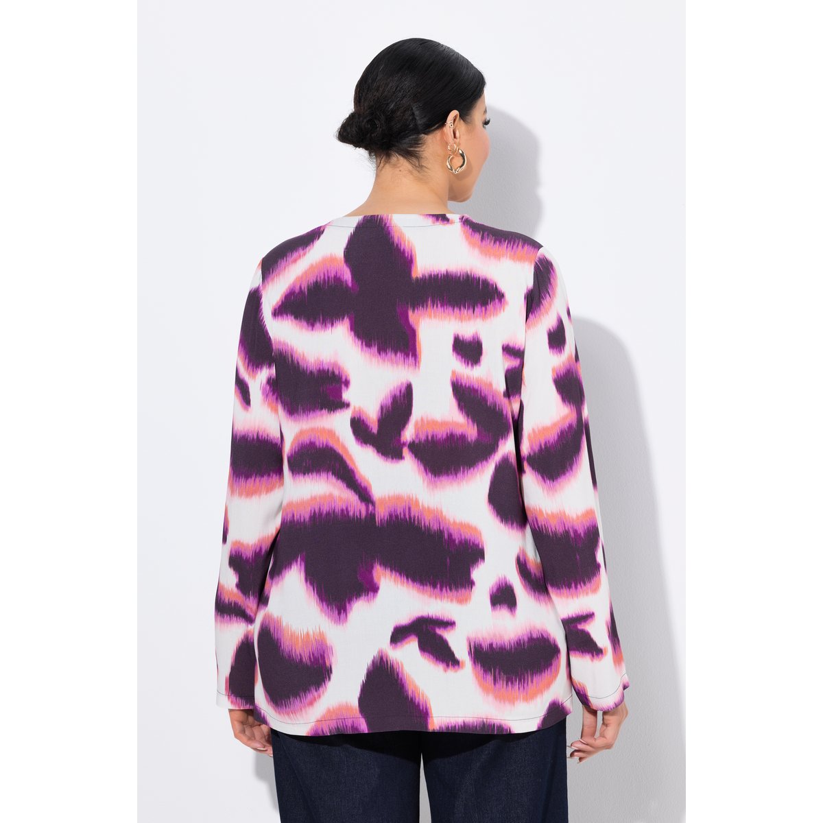 Blouse avec imprimé prune foncé, ULLA POPKEN