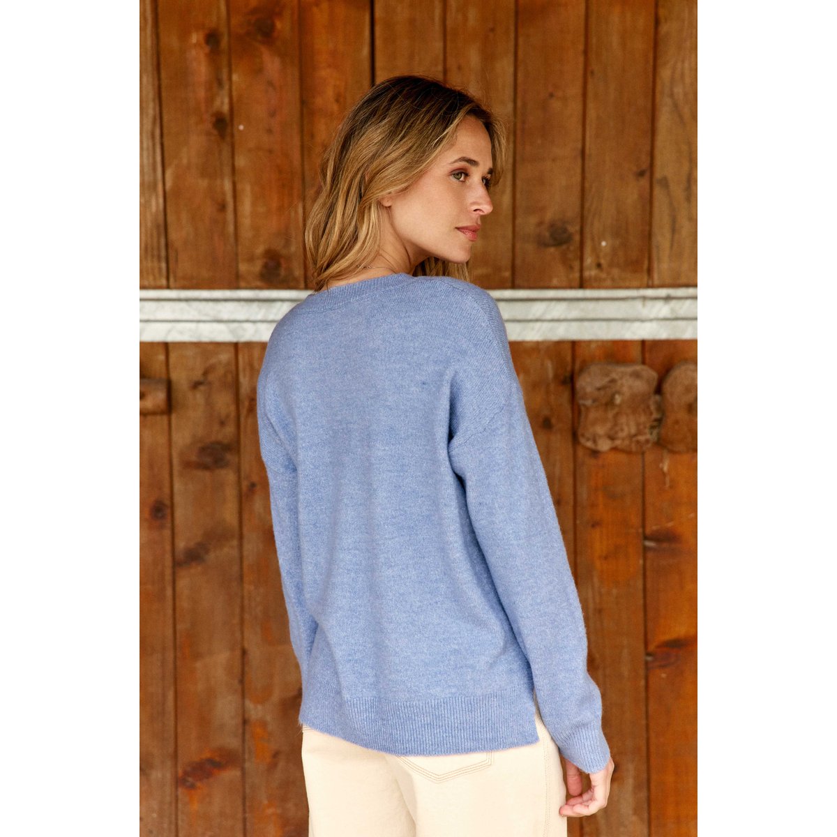 Pull col v uni MANTIO 20-bleu, LA PETITE ETOILE