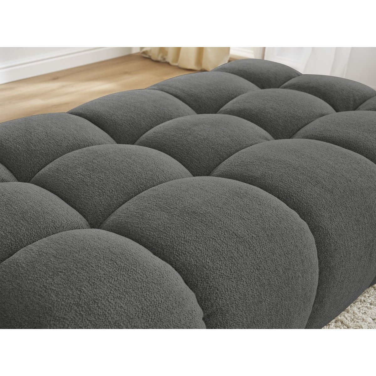 Pouf tissu chiné, EVEREST gris foncé, BOBOCHIC