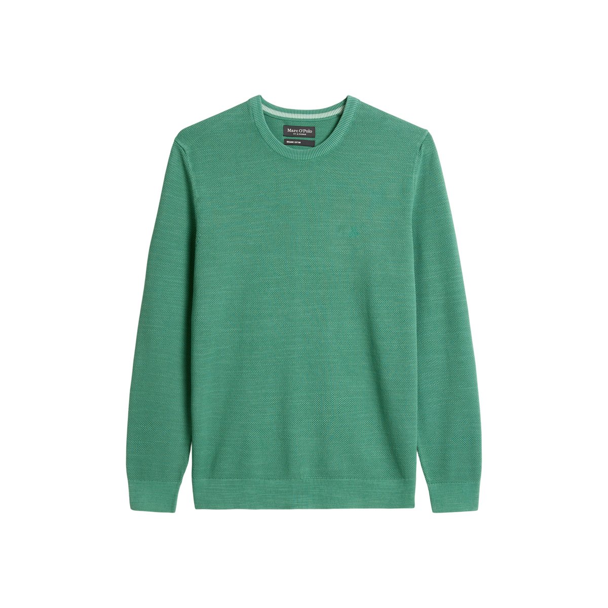 Pull-over regular en piqué de coton bio vert clair, MARC O'POLO