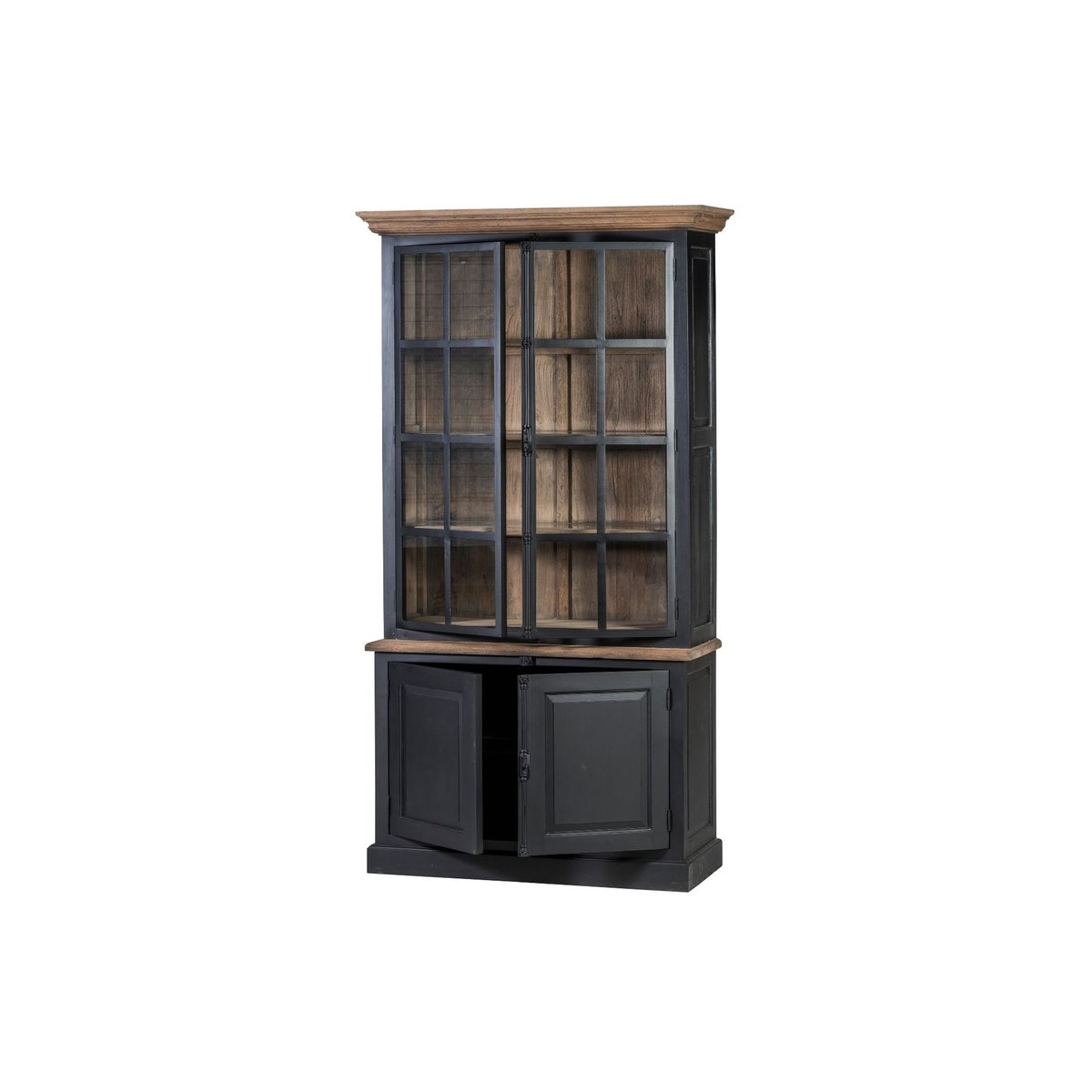 Buffet vaisselier en bois noir 2 portes vitrées - DALILA noir, HELLIN, DEPUIS 1862