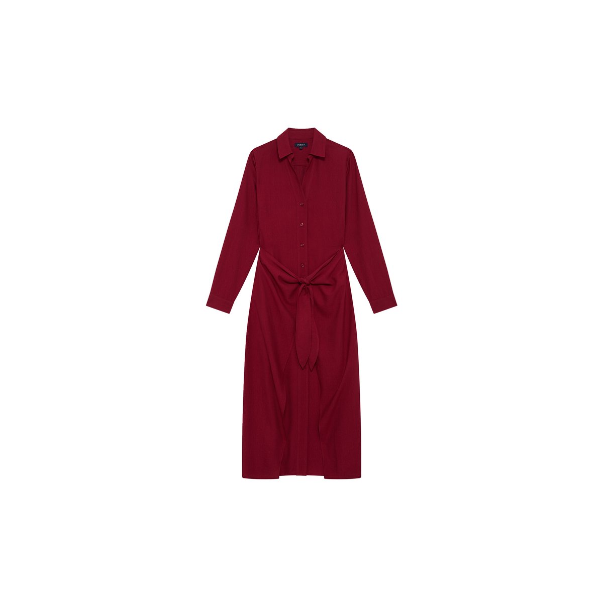 Robe longue col chemise ROSANA bordeaux, CAROLL