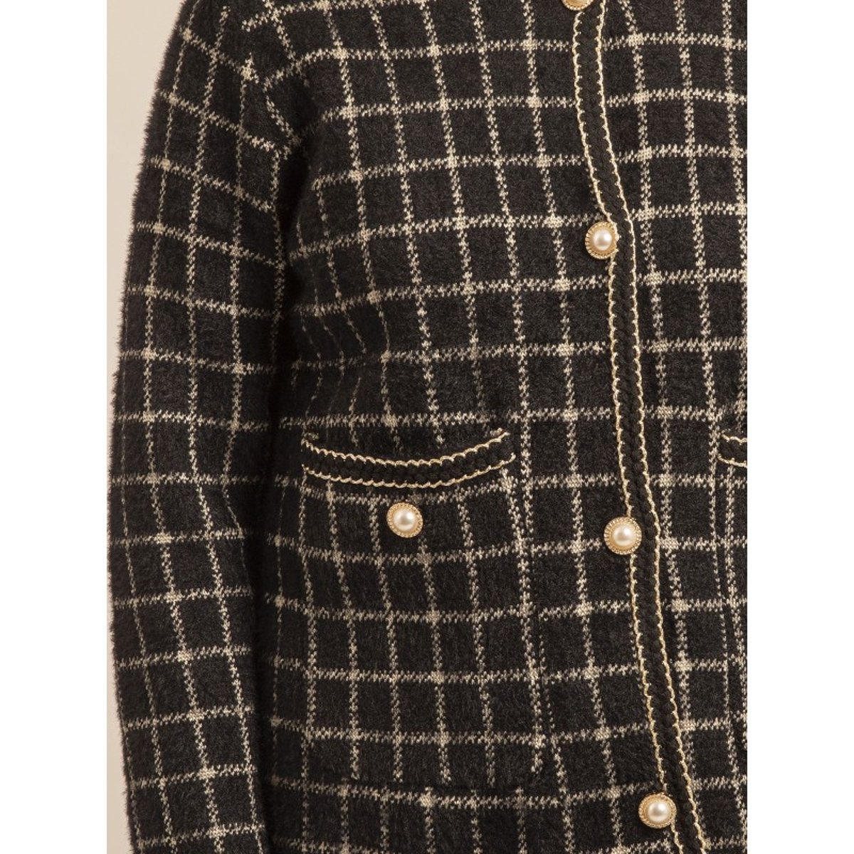 Veste En Maille Carreaux Urvina noir, DONA LISA
